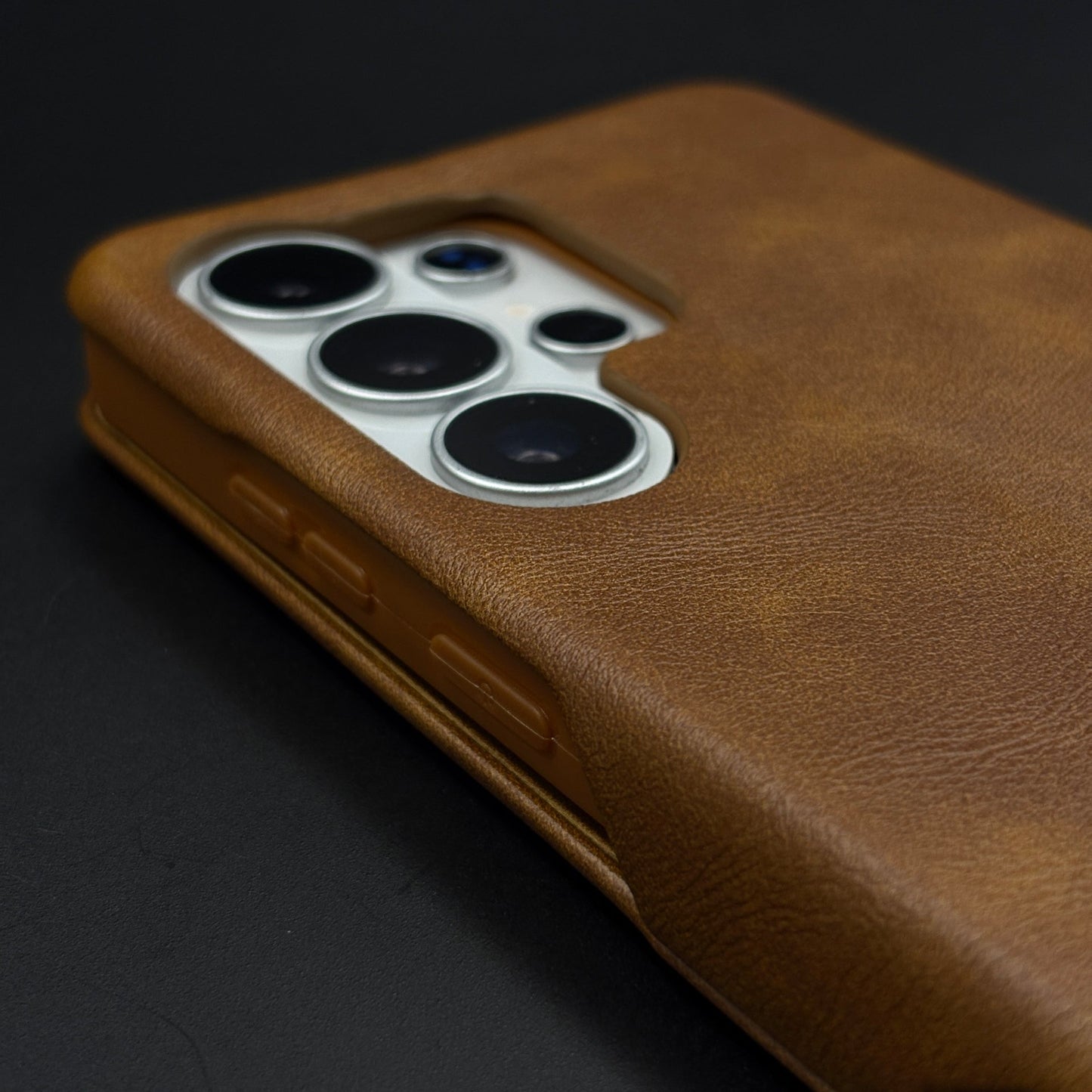 Flip Leather Case with Hidden Card Slot and Kickstand for Samsung Galaxy S26 Ultra