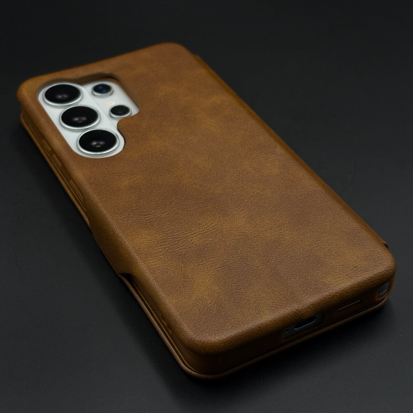 Flip Leather Case with Hidden Card Slot and Kickstand for Samsung Galaxy S26 Ultra
