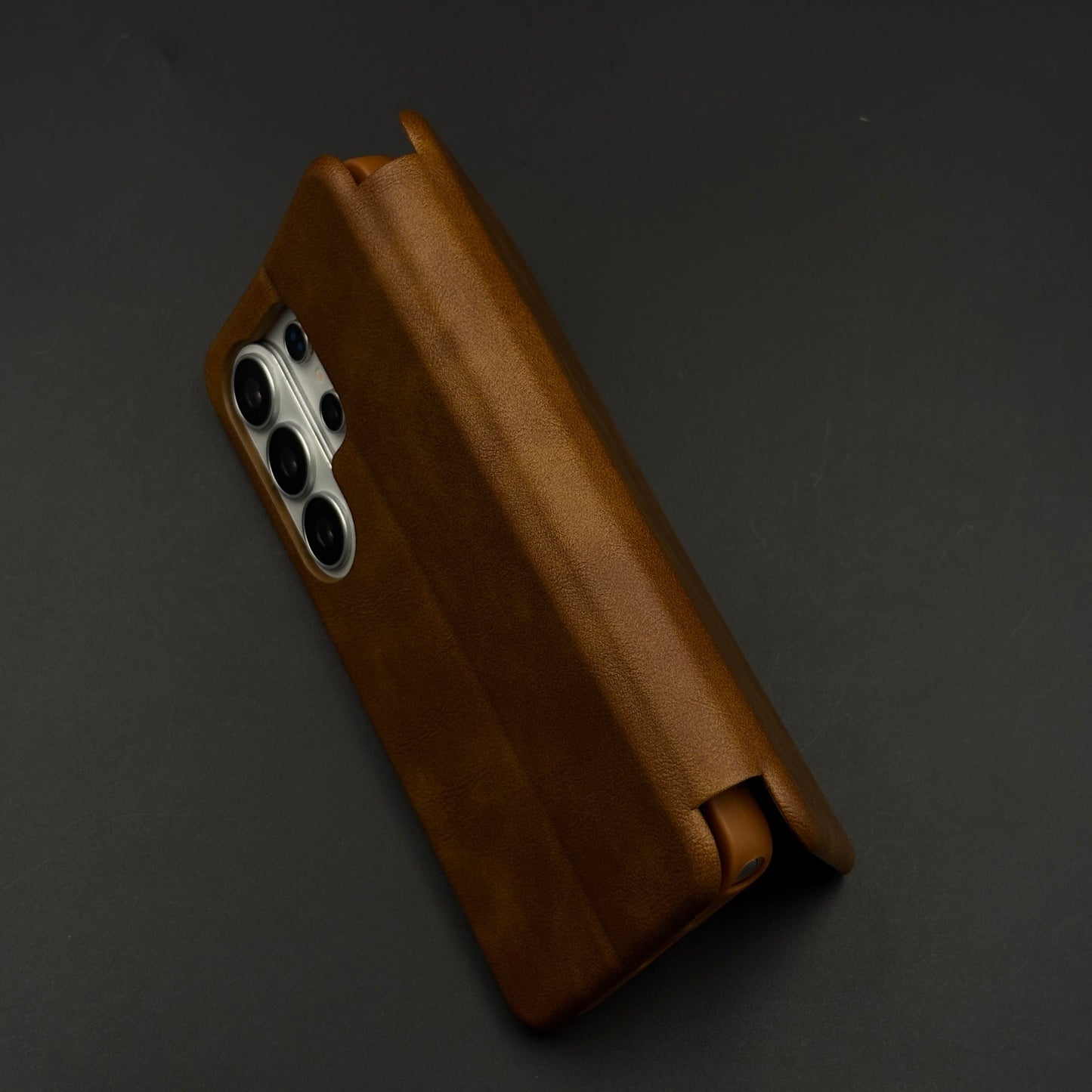 Flip Leather Case with Hidden Card Slot and Kickstand for Samsung Galaxy S26 Ultra