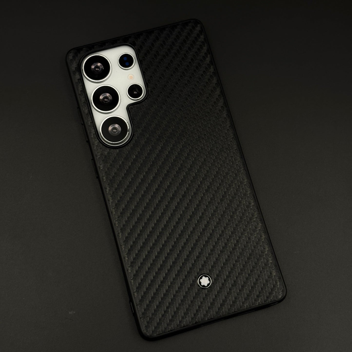 Carbon Fibre MB Logo Case for Samsung Galaxy S25 Ultra | Luxury Embossed Leather Protection