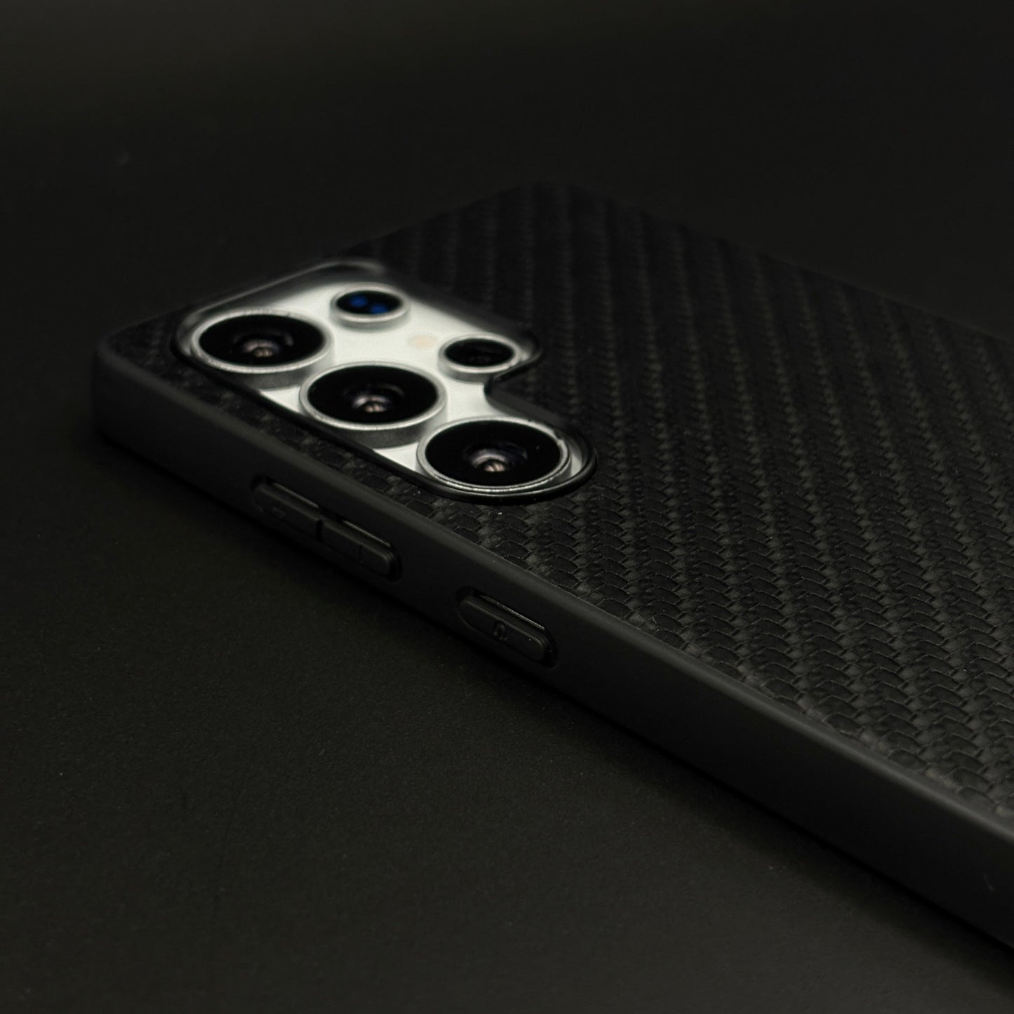 Carbon Fibre MB Logo Case for Samsung Galaxy S24 Ultra | Luxury Embossed Leather Protection