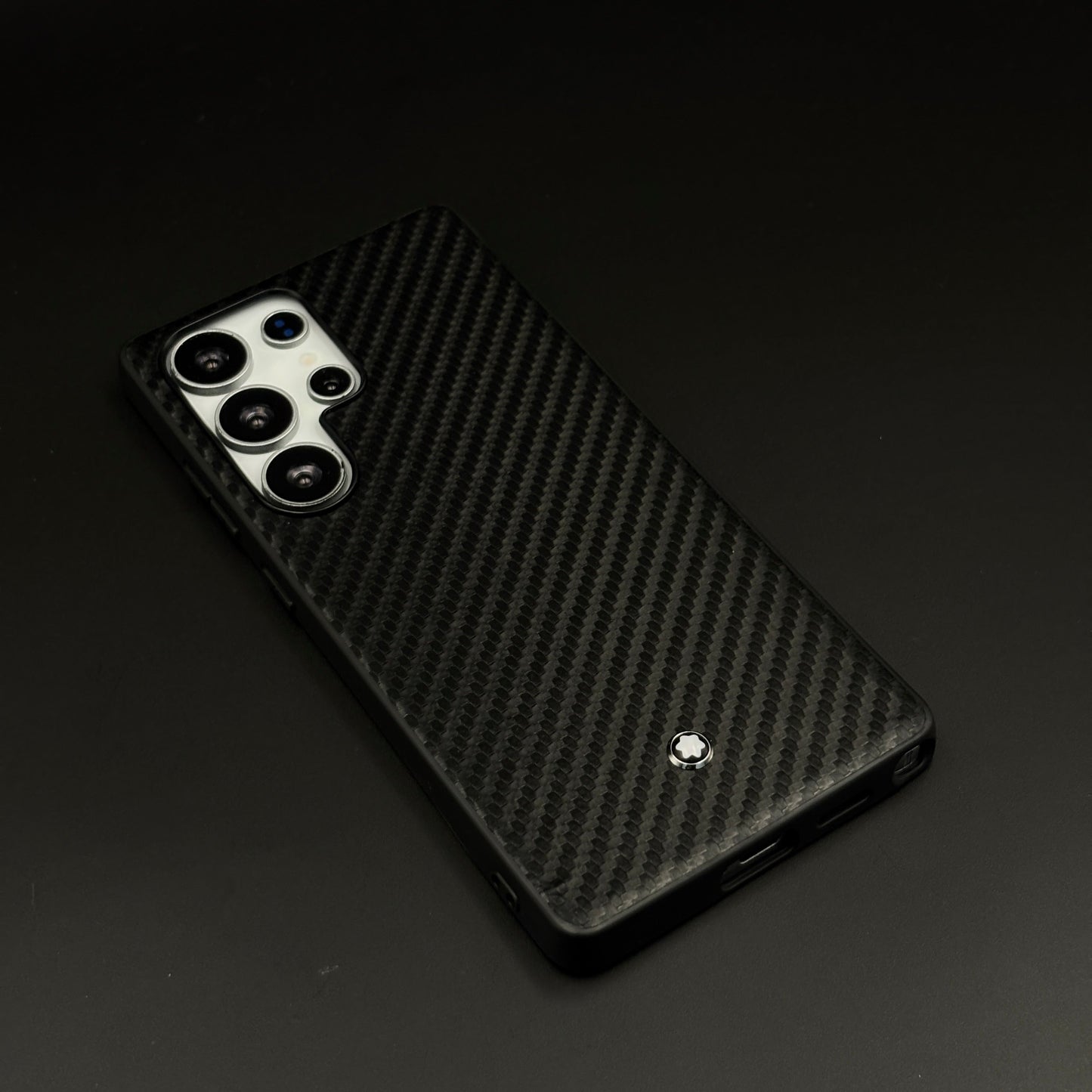 Carbon Fibre MB Logo Case for Samsung Galaxy S24 Ultra | Luxury Embossed Leather Protection