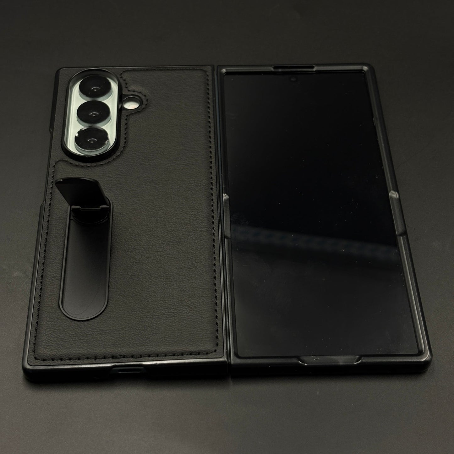 Stitch Leather Metal Kickstand Case for Samsung Galaxy Z Fold 7