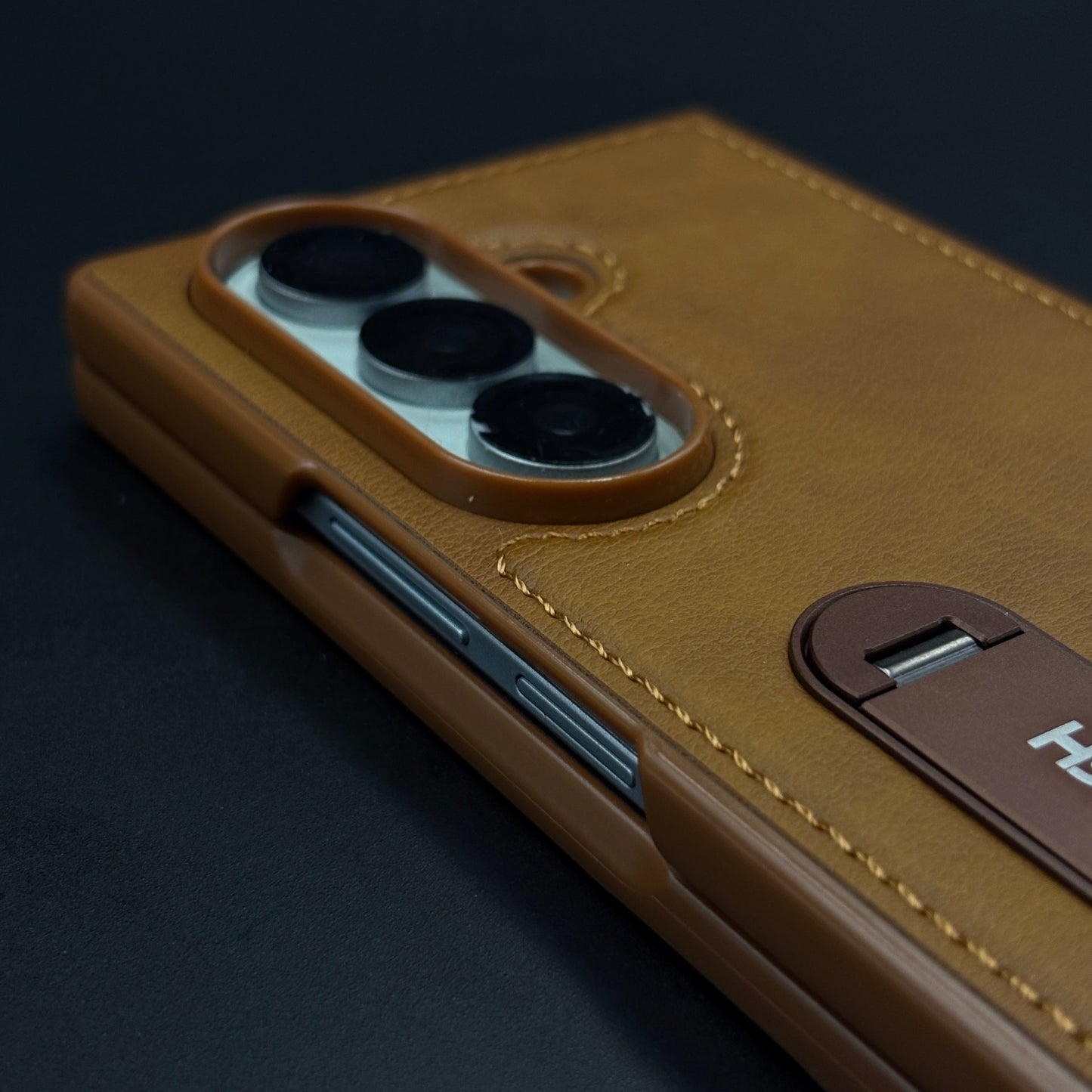 Stitch Leather Metal Kickstand Case for Samsung Galaxy Z Fold 7