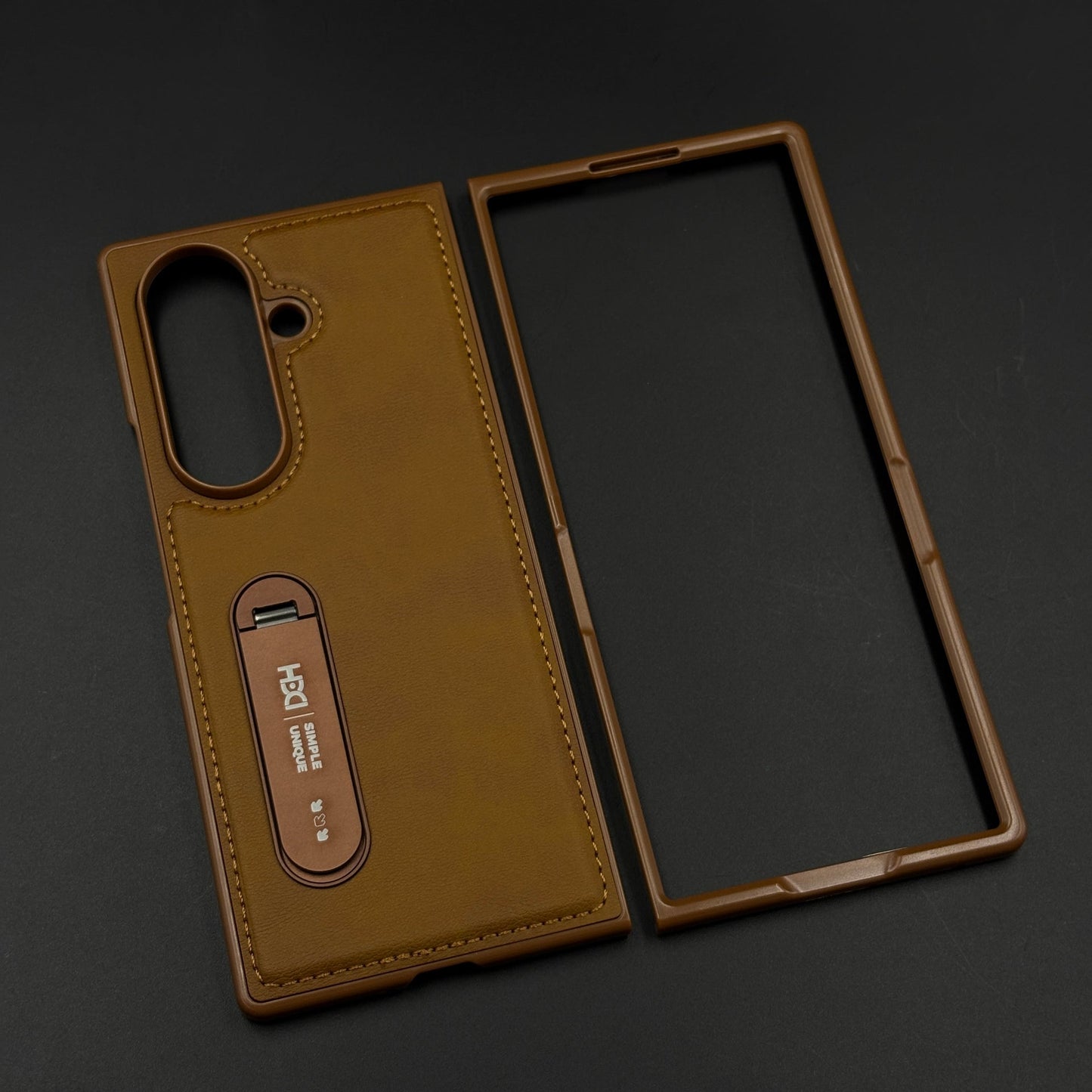 Stitch Leather Metal Kickstand Case for Samsung Galaxy Z Fold 7