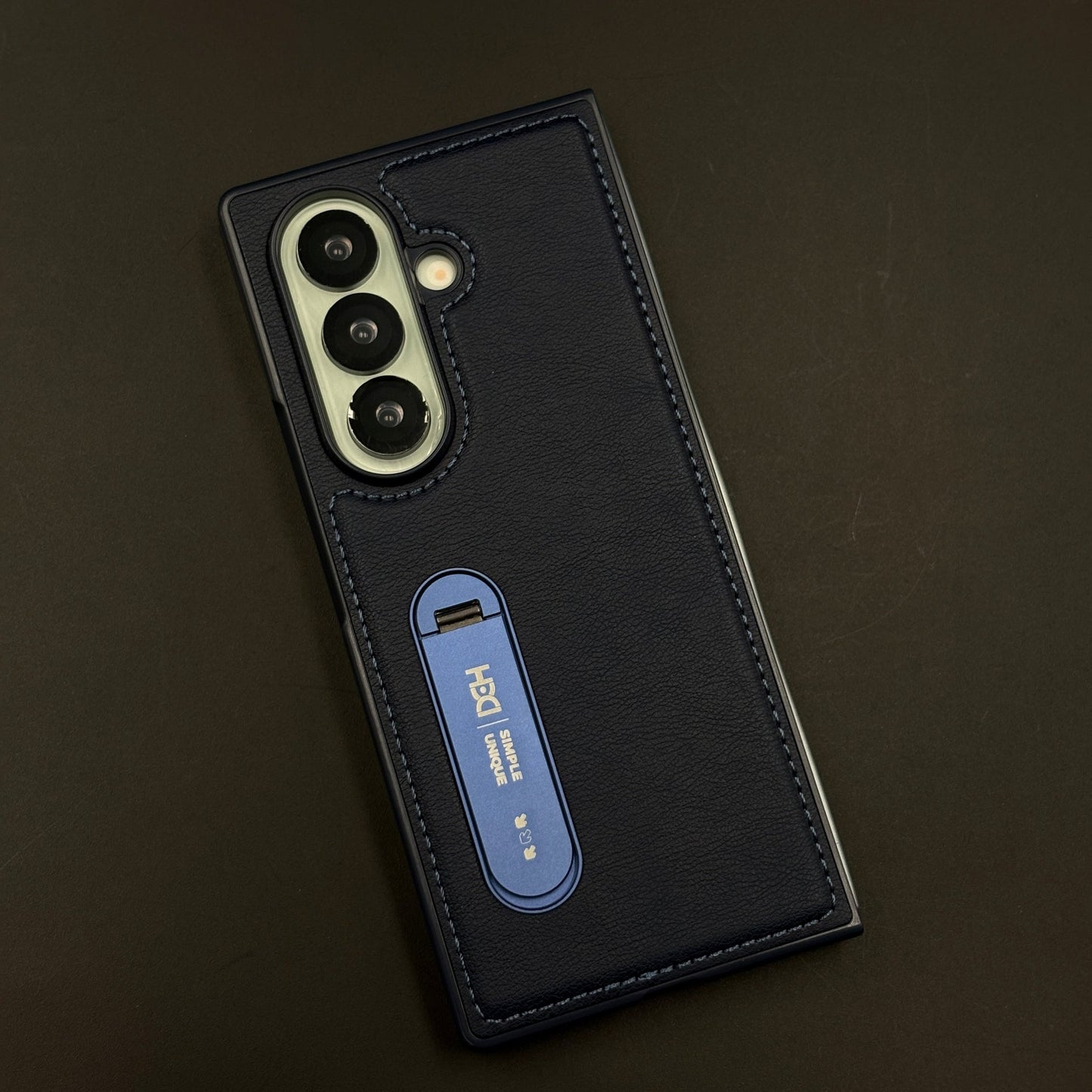 Stitch Leather Metal Kickstand Case for Samsung Galaxy Z Fold 7