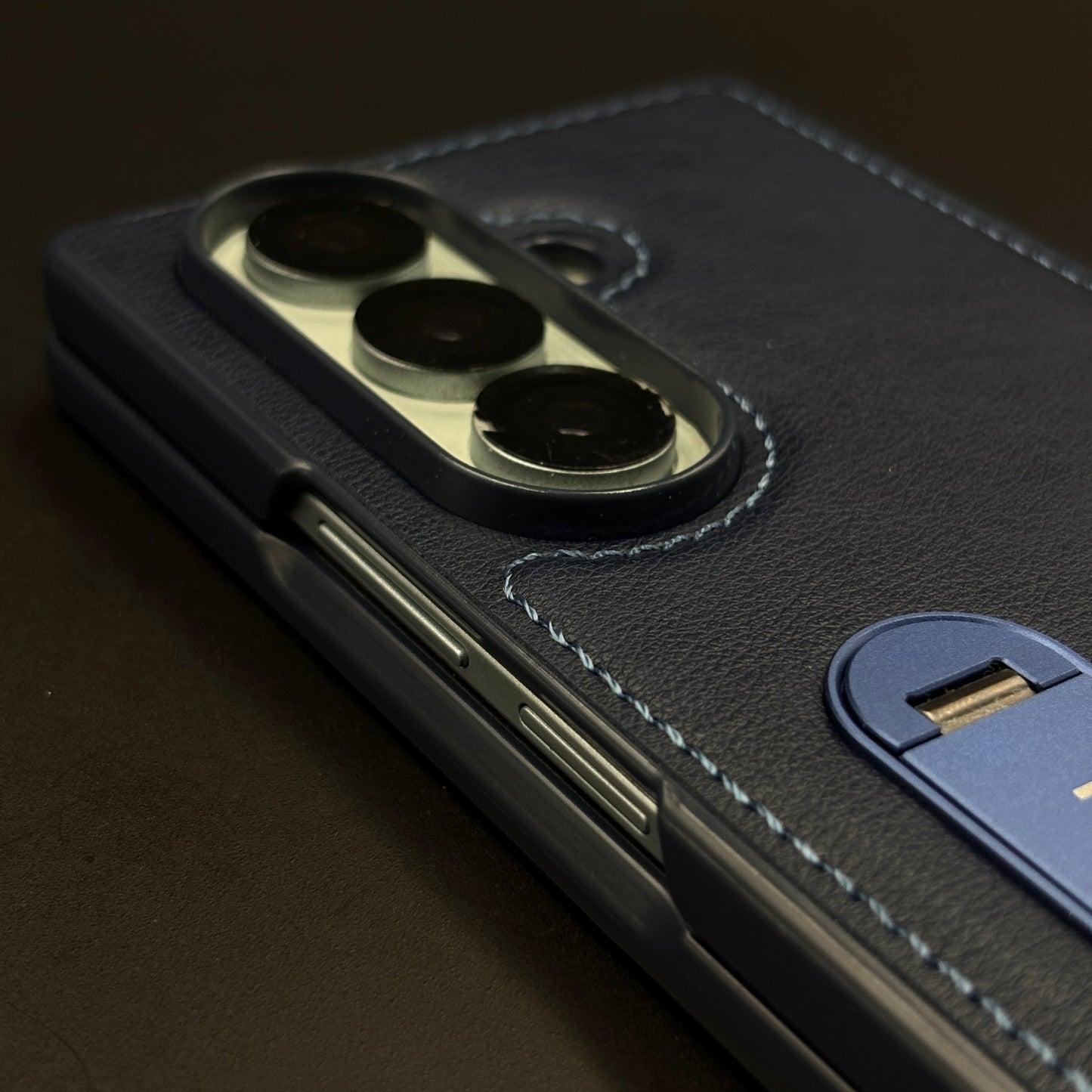 Stitch Leather Metal Kickstand Case for Samsung Galaxy Z Fold 7
