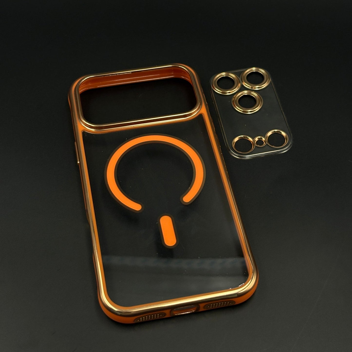 Gold Chrome MagSafe Clear Case with Camera Lens Kit for iPhone 17 Series