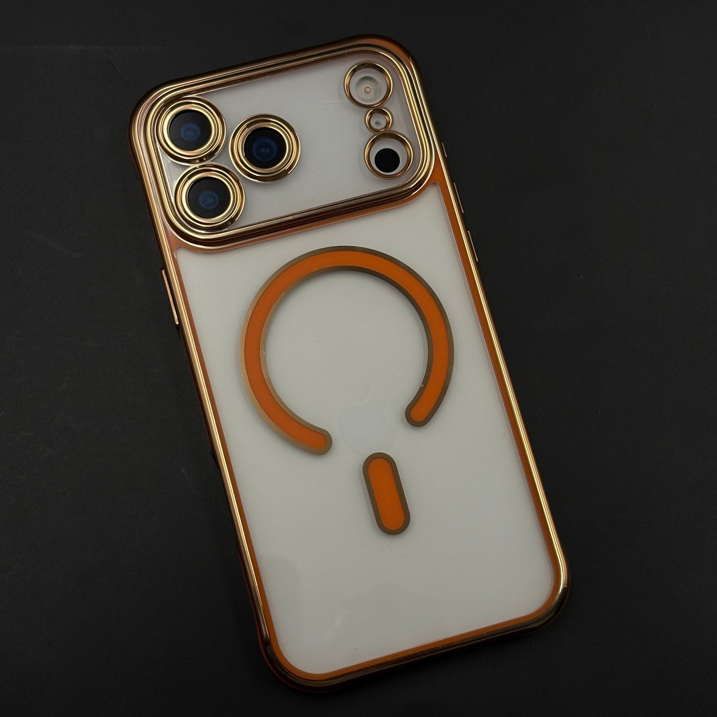 Gold Chrome MagSafe Clear Case with Camera Lens Kit for iPhone 17 Series