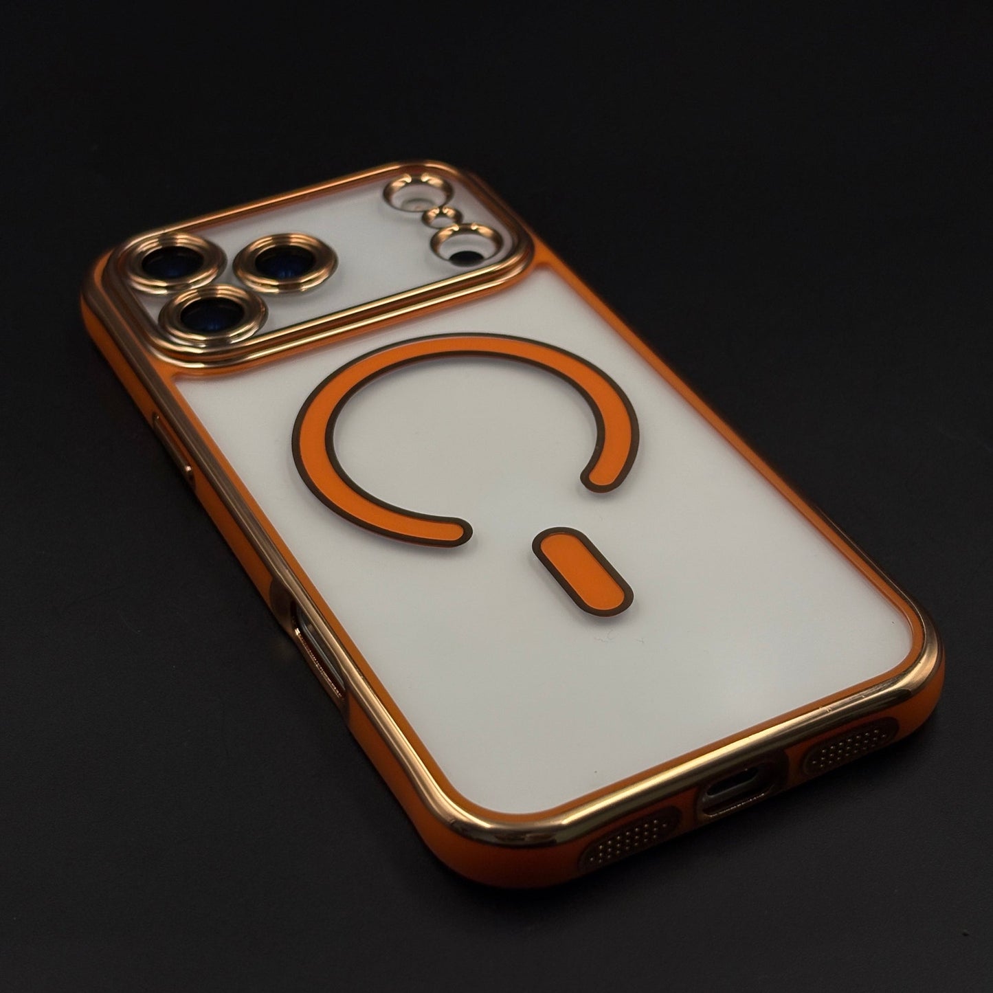 Gold Chrome MagSafe Clear Case with Camera Lens Kit for iPhone 17 Series