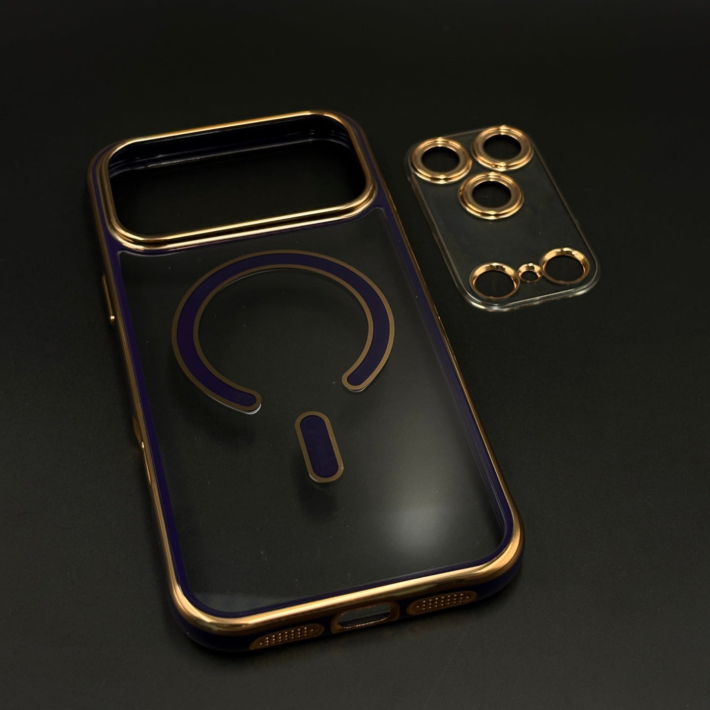 Gold Chrome MagSafe Clear Case with Camera Lens Kit for iPhone 17 Series