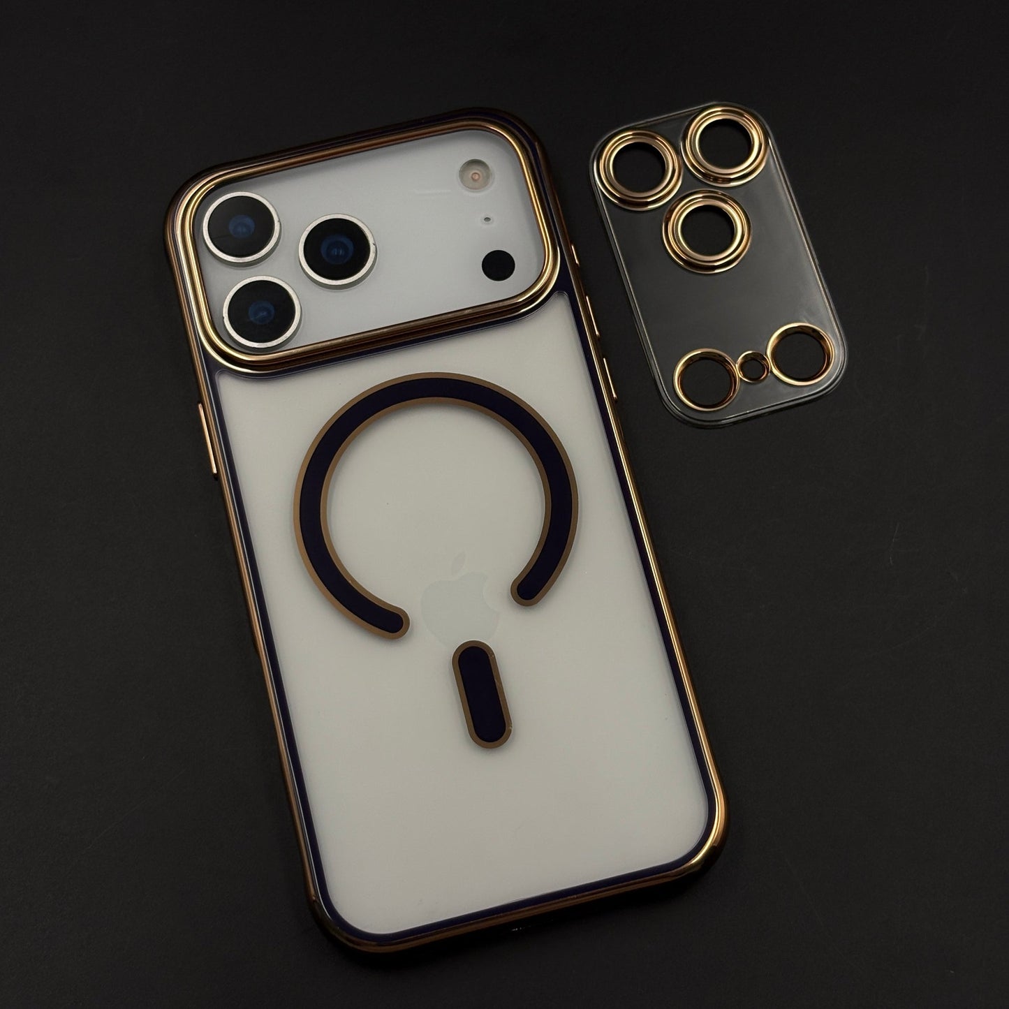Gold Chrome MagSafe Clear Case with Camera Lens Kit for iPhone 17 Series