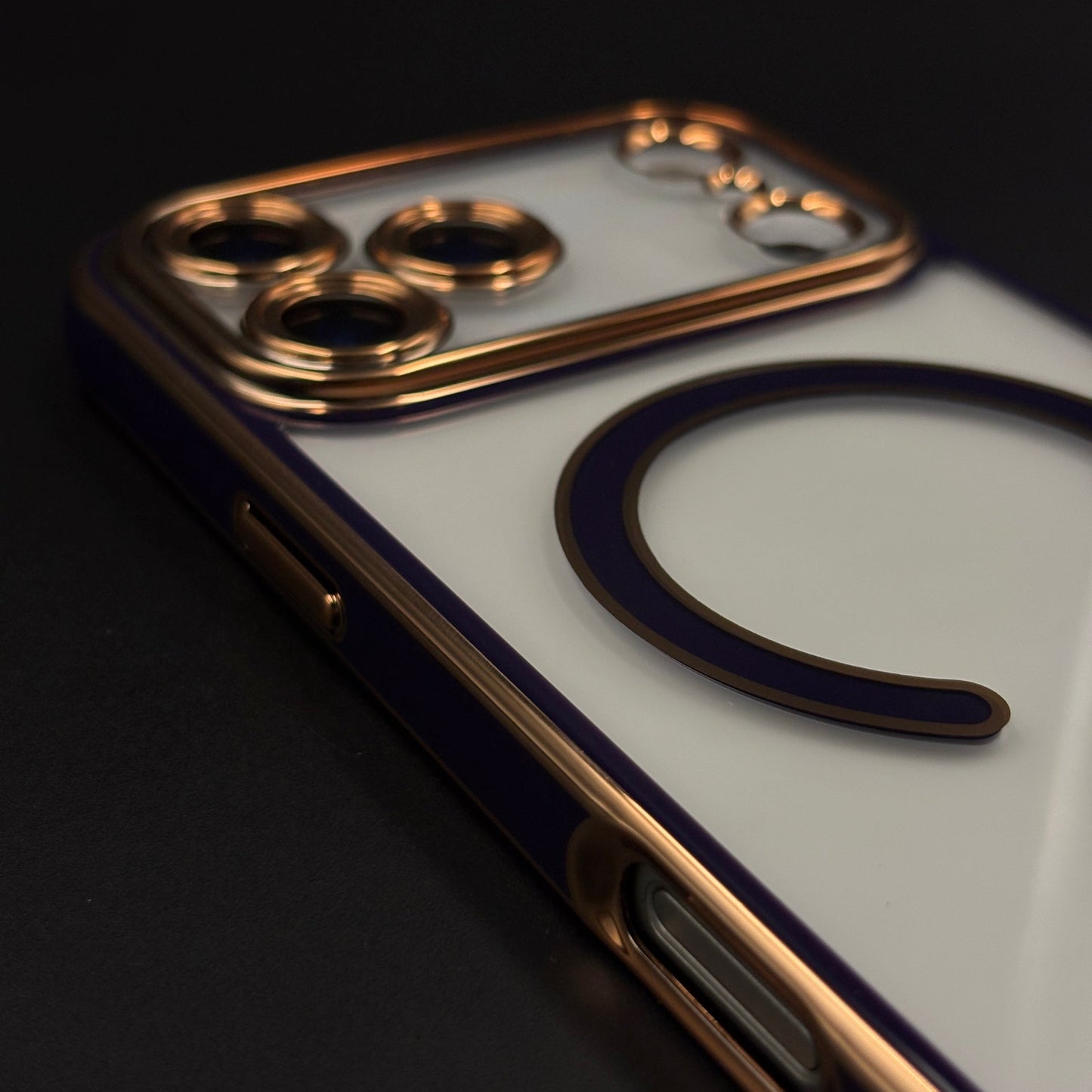 Gold Chrome MagSafe Clear Case with Camera Lens Kit for iPhone 17 Series