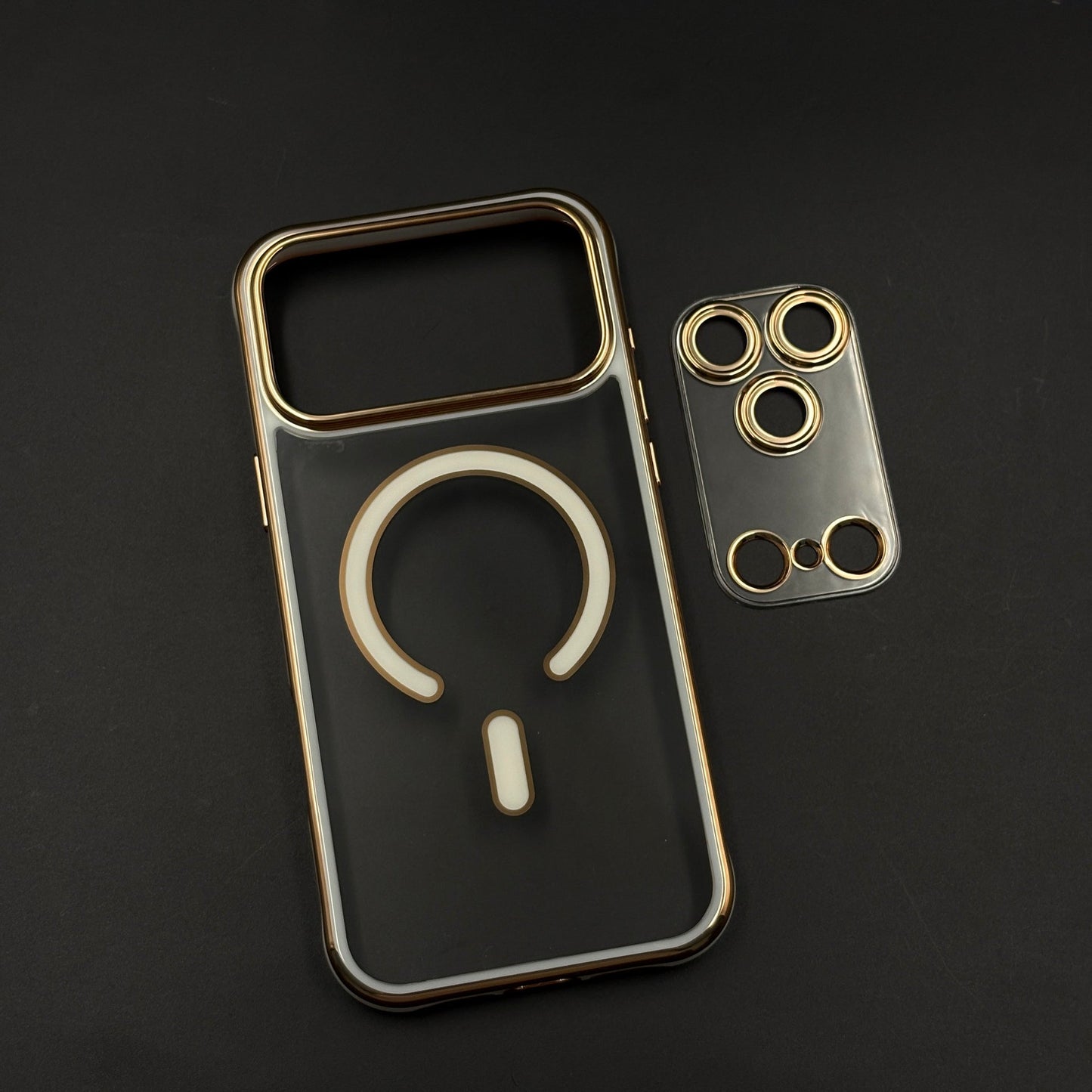 Gold Chrome MagSafe Clear Case with Camera Lens Kit for iPhone 17 Series