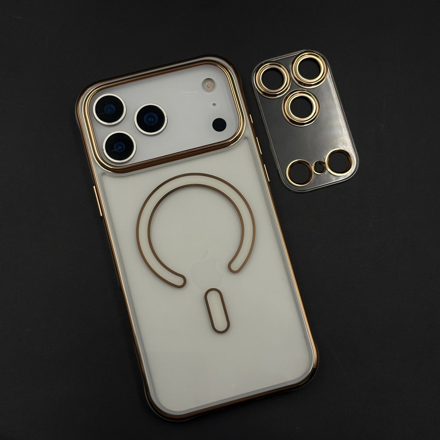 Gold Chrome MagSafe Clear Case with Camera Lens Kit for iPhone 17 Series