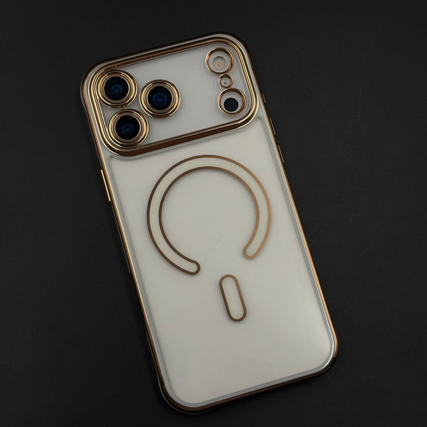 Gold Chrome MagSafe Clear Case with Camera Lens Kit for iPhone 17 Series