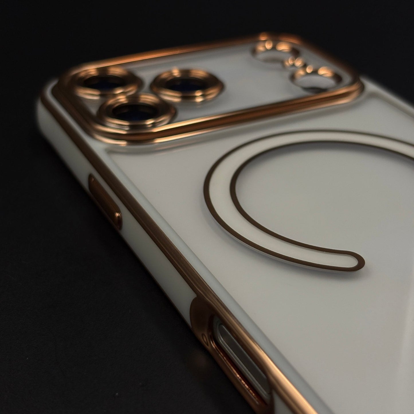 Gold Chrome MagSafe Clear Case with Camera Lens Kit for iPhone 17 Series