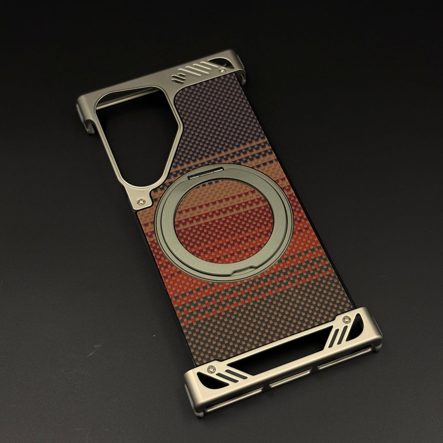 Bronze Carbon Terra Metal Frame Case for Samsung Galaxy S24 Ultra | MagSafe Compatible with Phone Stand | Rugged Style Protection