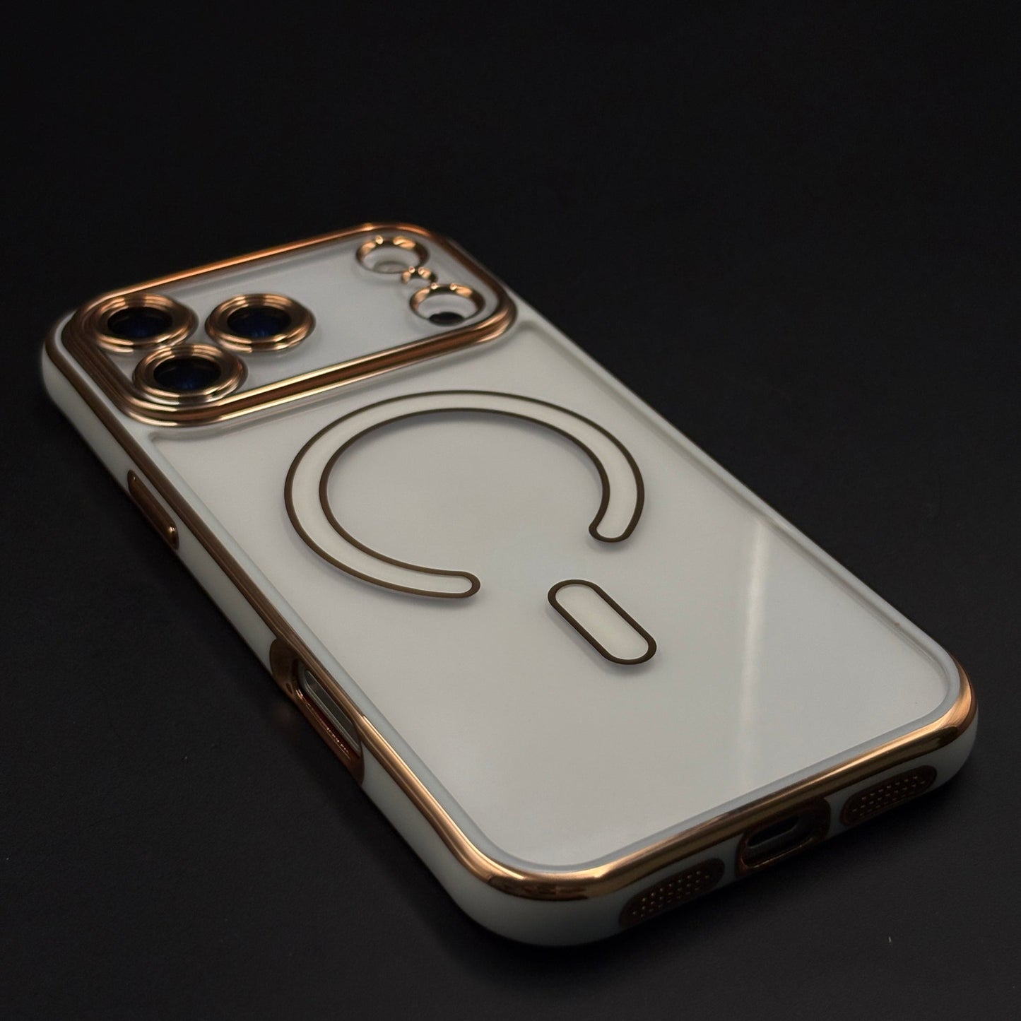 Gold Chrome MagSafe Clear Case with Camera Lens Kit for iPhone 17 Series