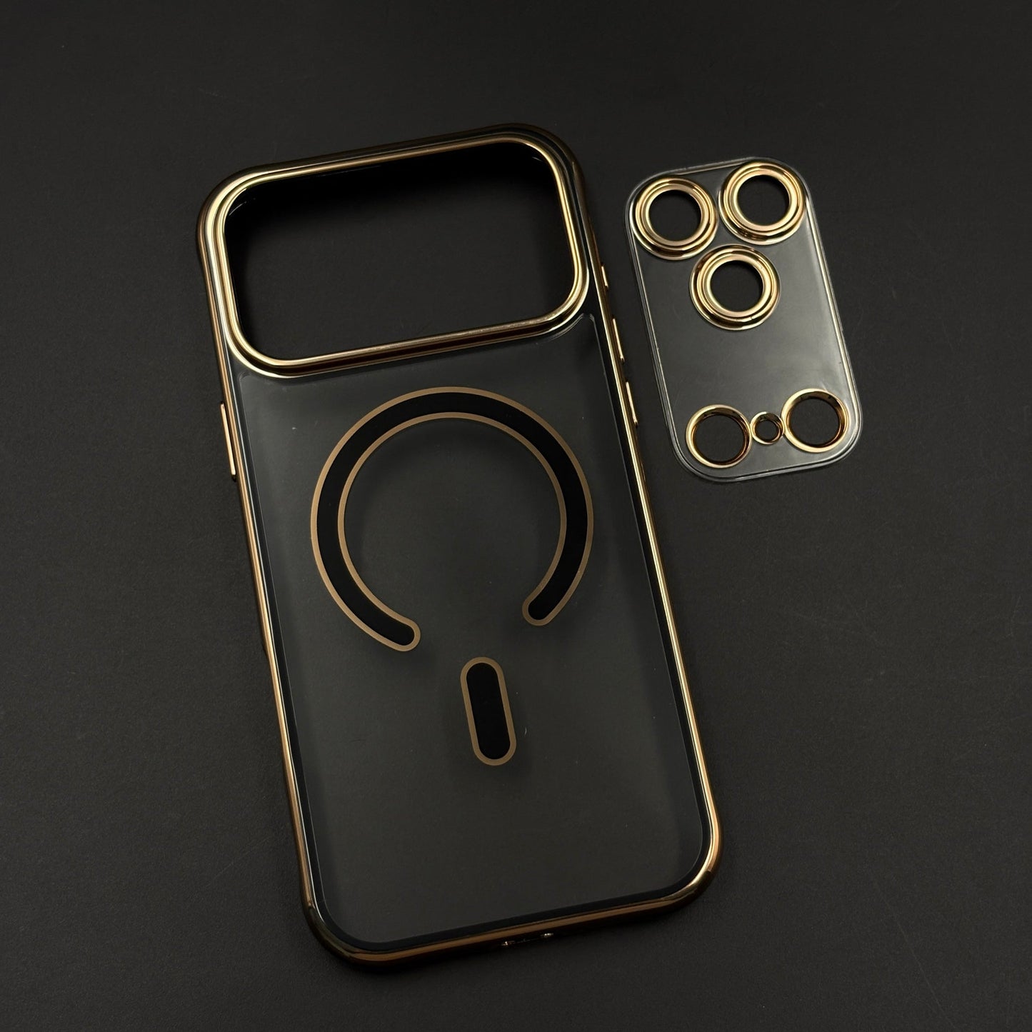 Gold Chrome MagSafe Clear Case with Camera Lens Kit for iPhone 17 Series