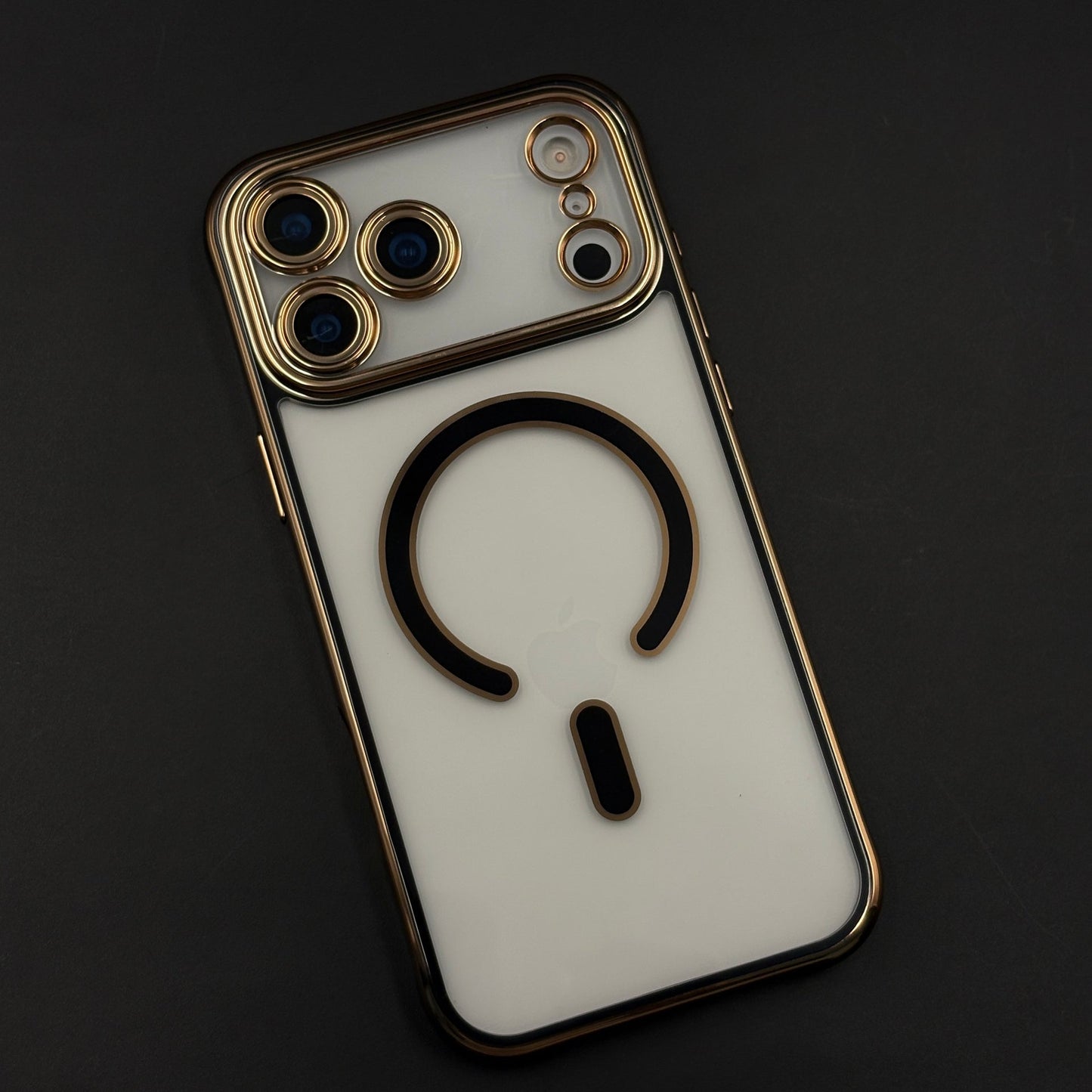 Gold Chrome MagSafe Clear Case with Camera Lens Kit for iPhone 17 Series