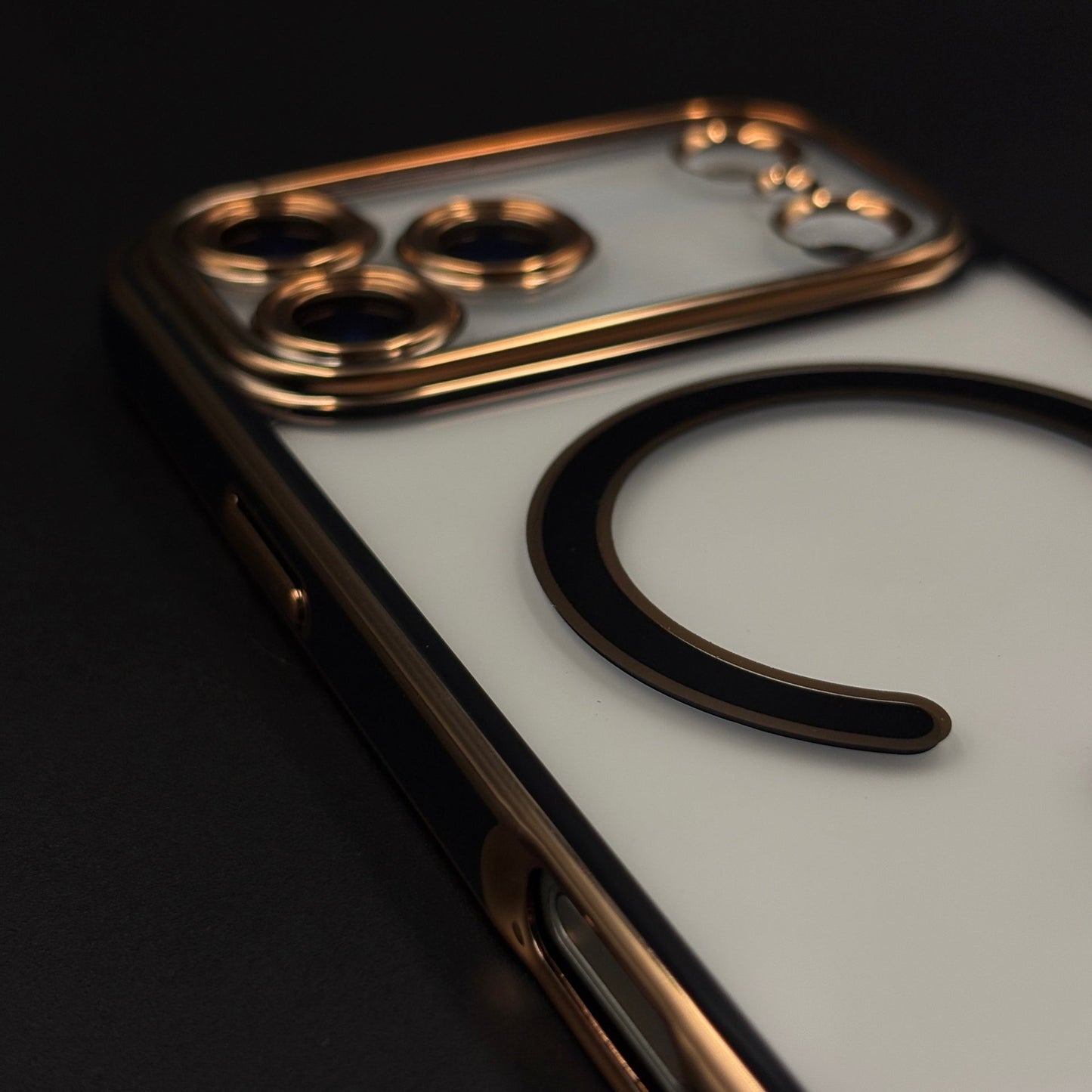 Gold Chrome MagSafe Clear Case with Camera Lens Kit for iPhone 17 Series