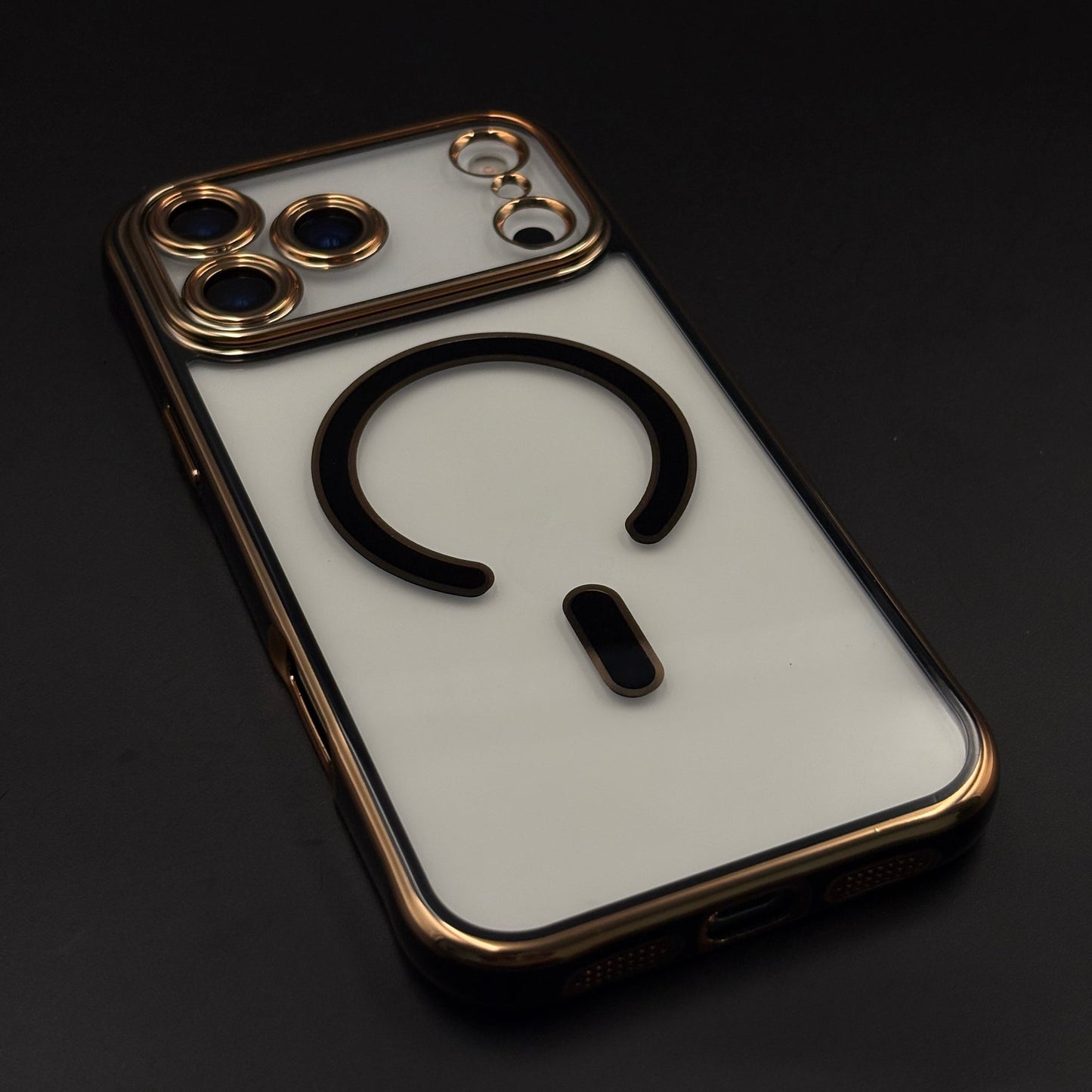 Gold Chrome MagSafe Clear Case with Camera Lens Kit for iPhone 17 Series