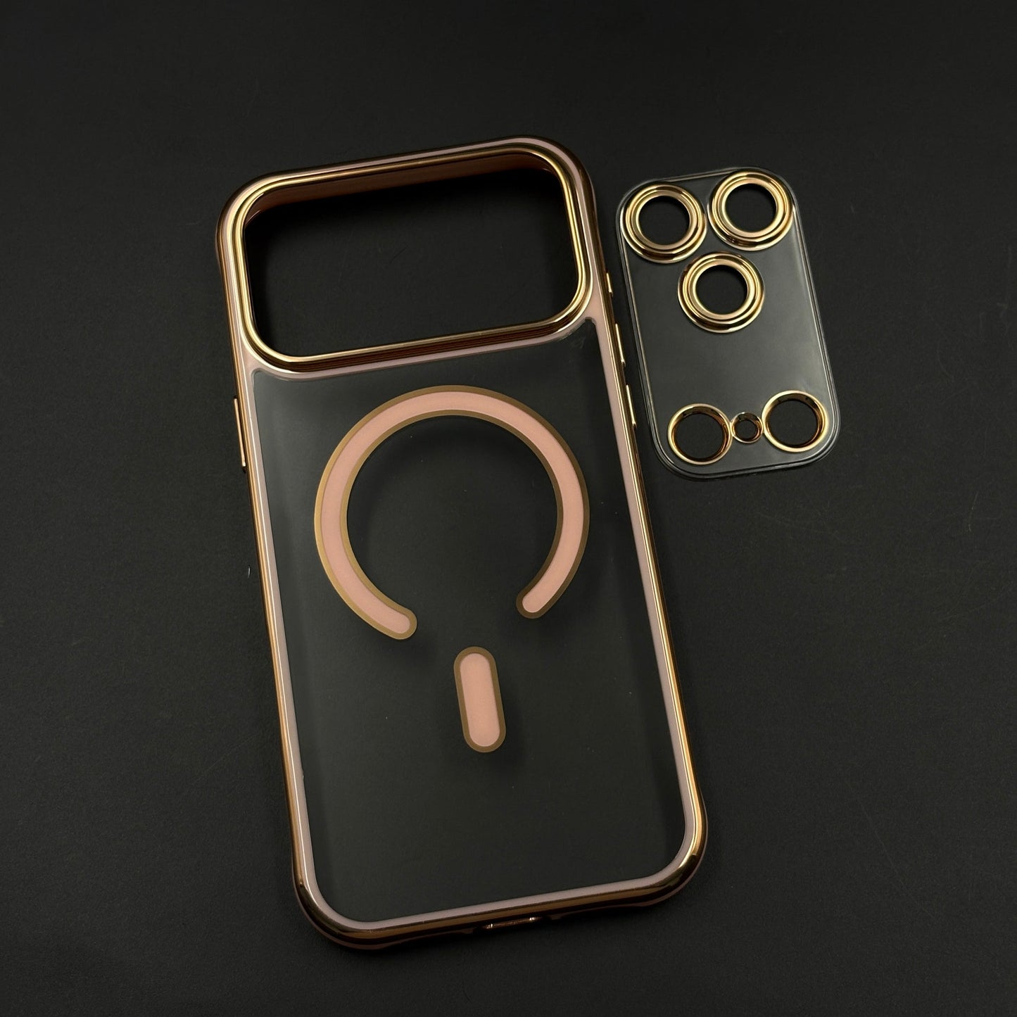 Gold Chrome MagSafe Clear Case with Camera Lens Kit for iPhone 17 Series