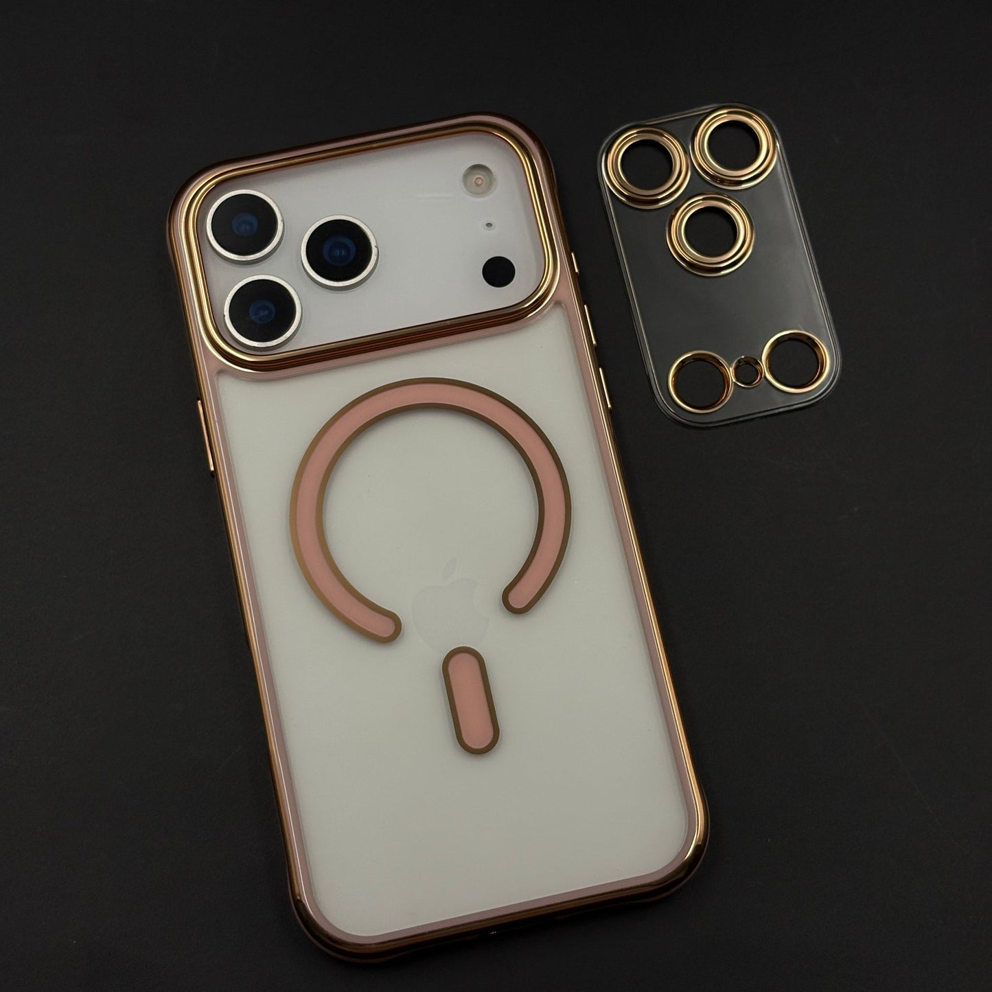 Gold Chrome MagSafe Clear Case with Camera Lens Kit for iPhone 17 Series