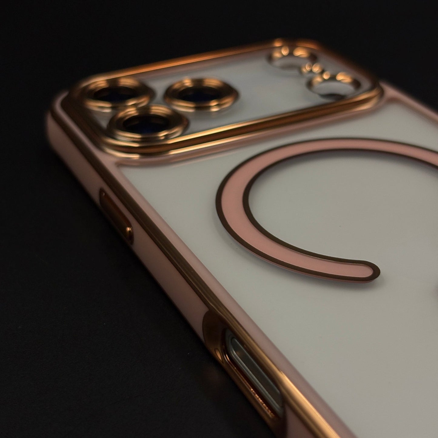 Gold Chrome MagSafe Clear Case with Camera Lens Kit for iPhone 17 Series
