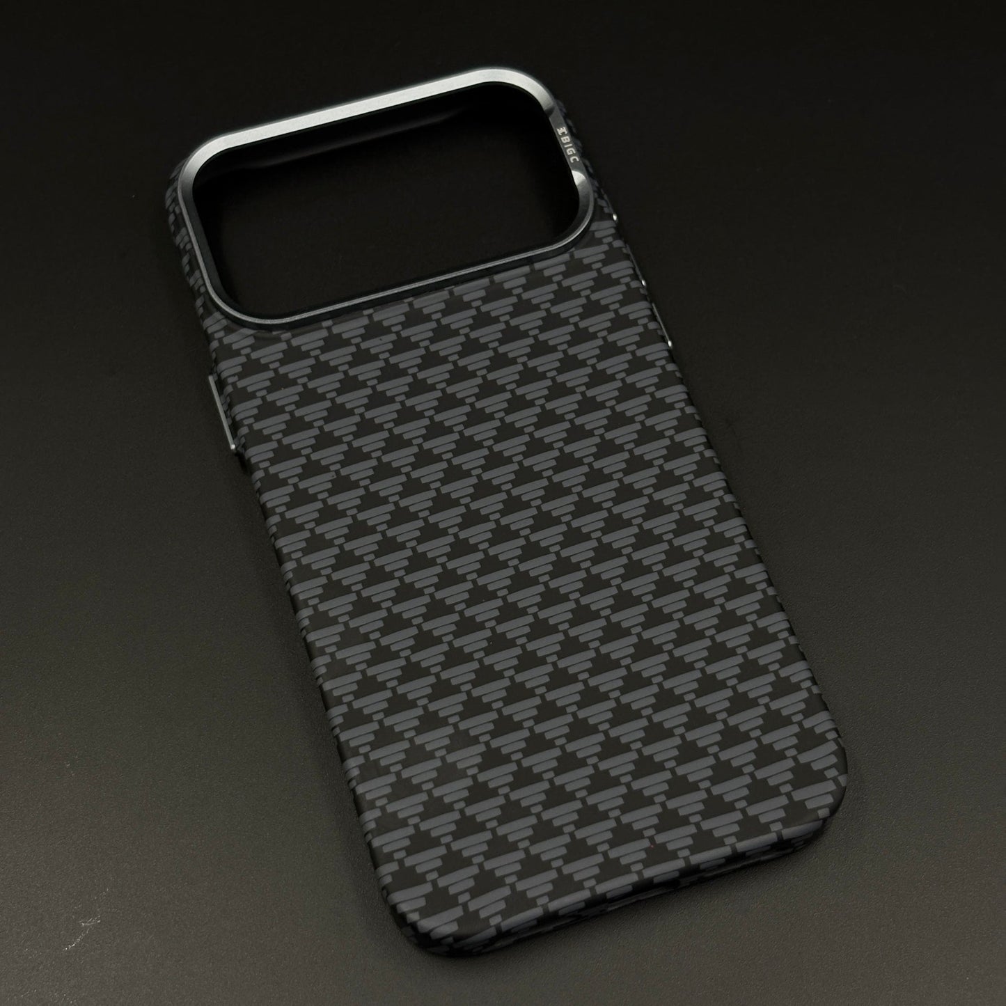 Black Geometric Slim Mobile Case Cover for iPhone 17 Series | Rare Aramid Texture Finish | Real Carbon Fibre Feel | Hidden MagSafe