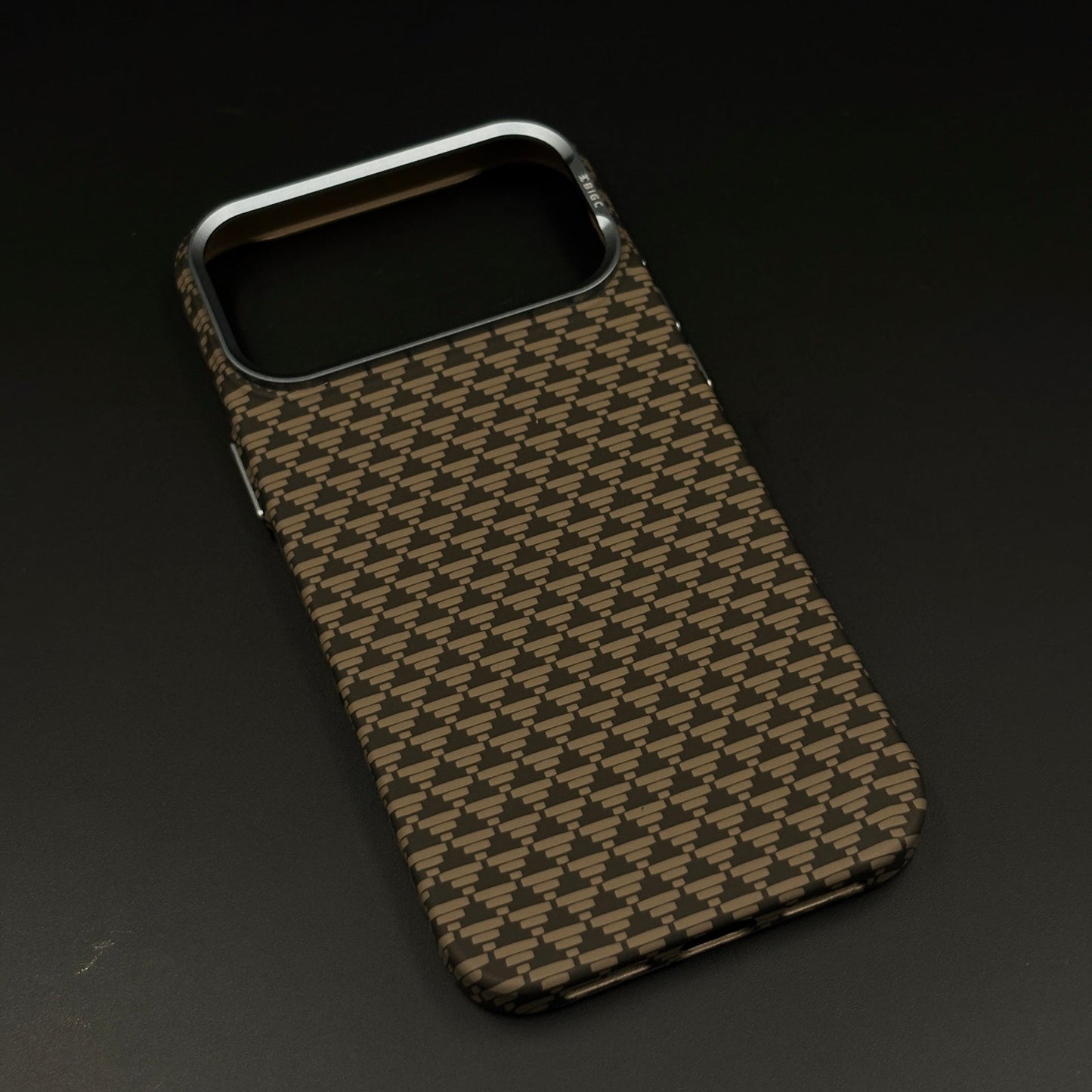 Brown Geometric Slim Mobile Case Cover for iPhone 17 Series | Rare Aramid Texture Finish | Real Carbon Fibre Feel | Hidden MagSafe