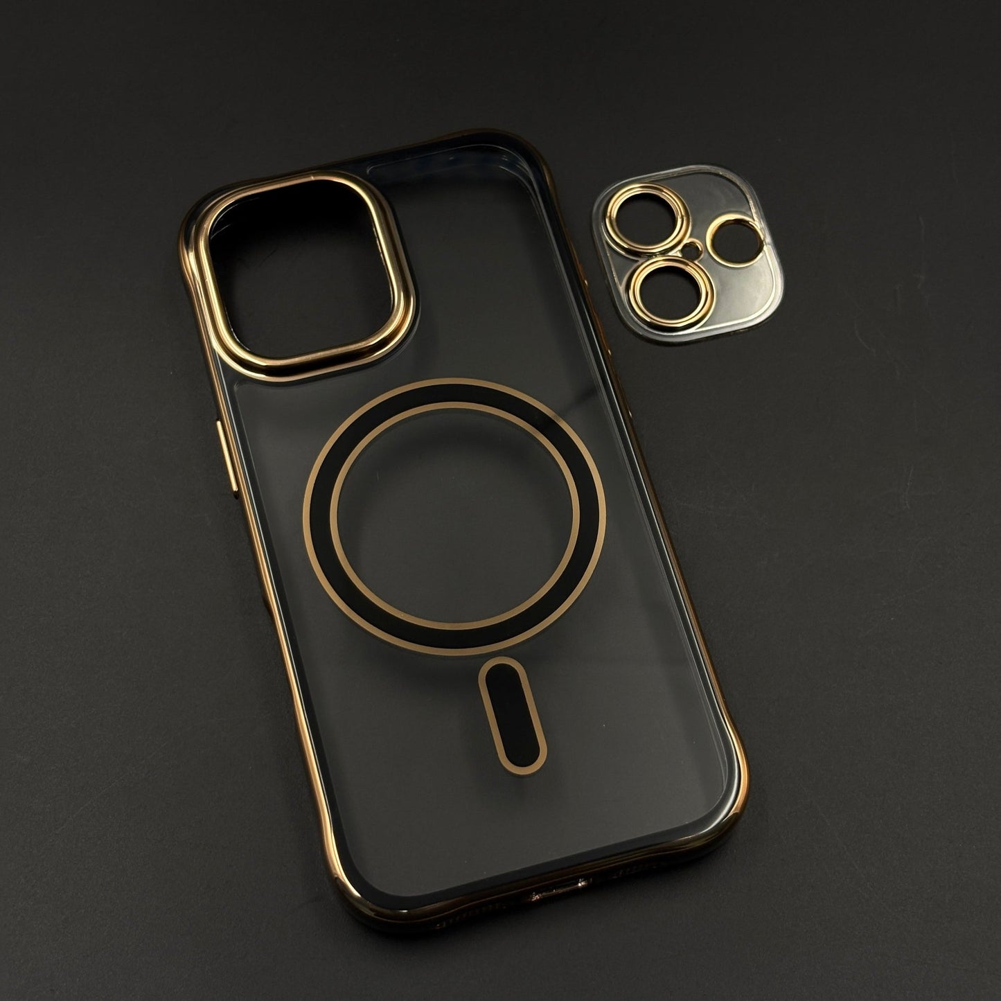 Gold Chrome MagSafe Clear Case with Camera Lens Kit for iPhone 17