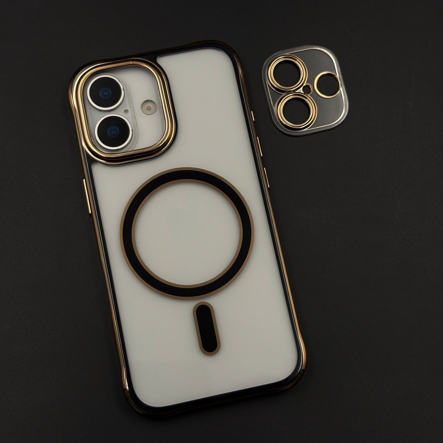 Gold Chrome MagSafe Clear Case with Camera Lens Kit for iPhone 17