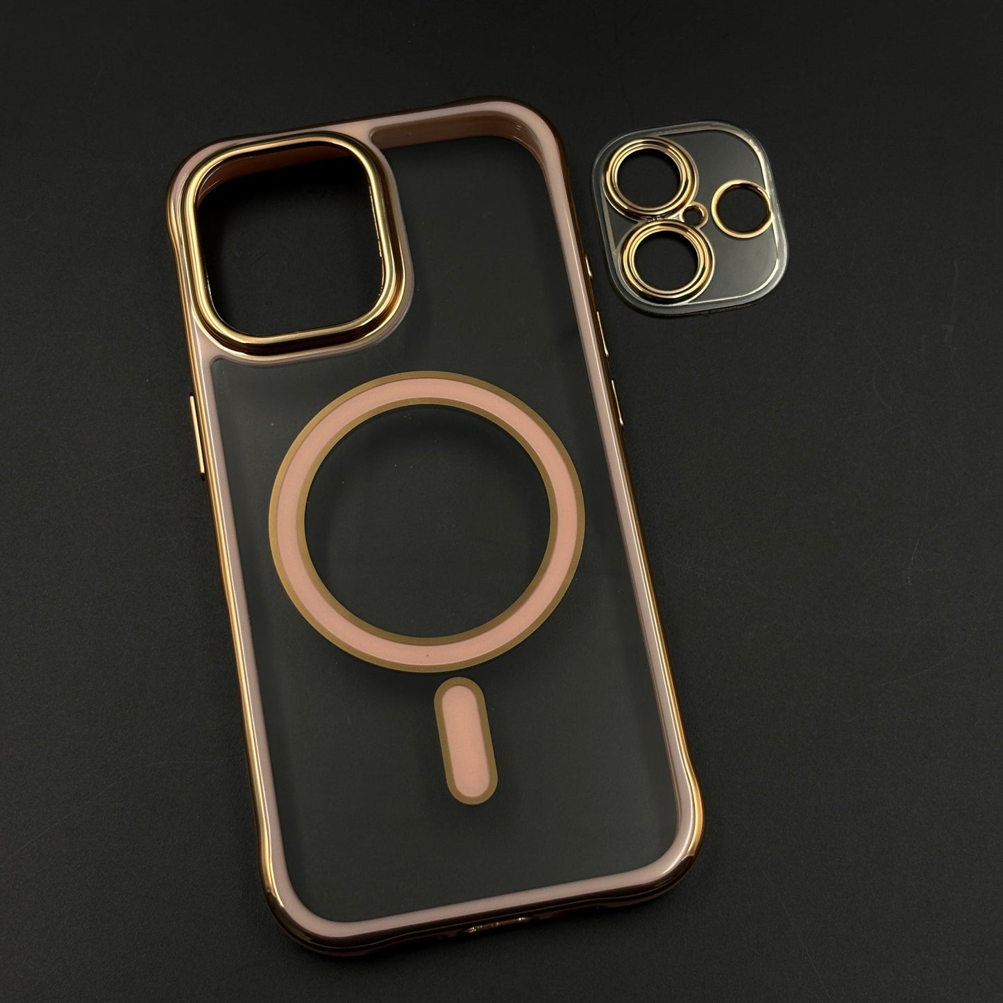 Gold Chrome MagSafe Clear Case with Camera Lens Kit for iPhone 17