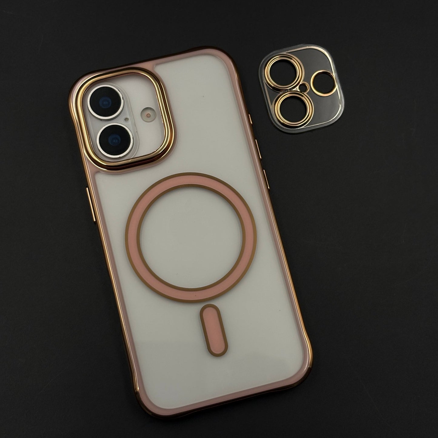 Gold Chrome MagSafe Clear Case with Camera Lens Kit for iPhone 17