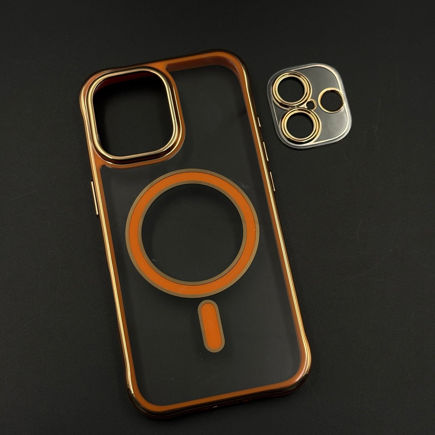 Gold Chrome MagSafe Clear Case with Camera Lens Kit for iPhone 17