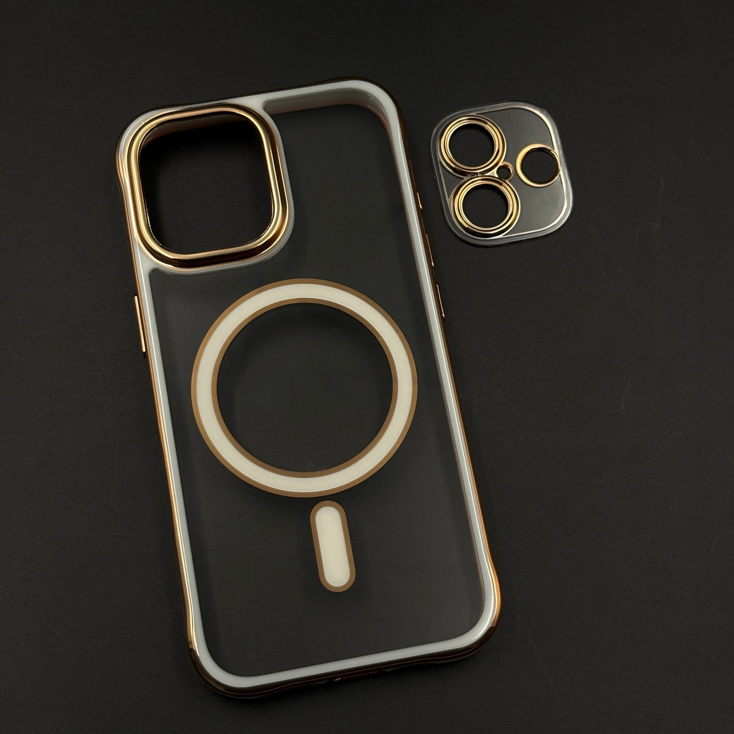 Gold Chrome MagSafe Clear Case with Camera Lens Kit for iPhone 17