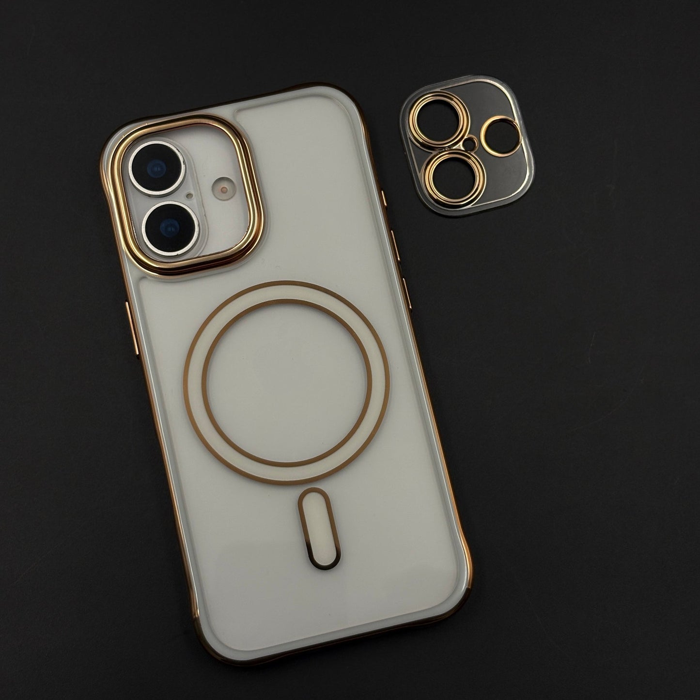 Gold Chrome MagSafe Clear Case with Camera Lens Kit for iPhone 17