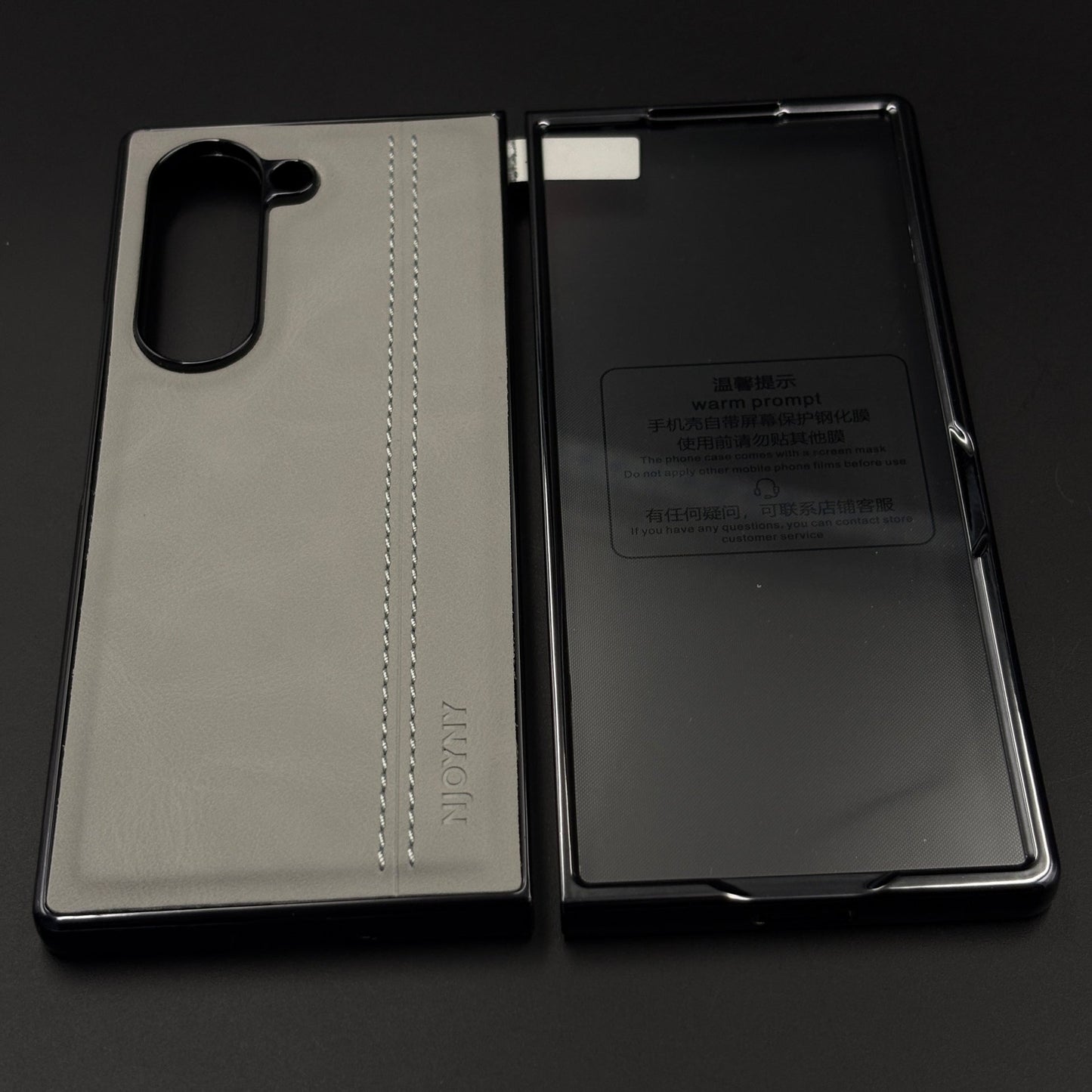 Stitched Leather Case with Front Screen Protector for Samsung Galaxy Z Fold 7