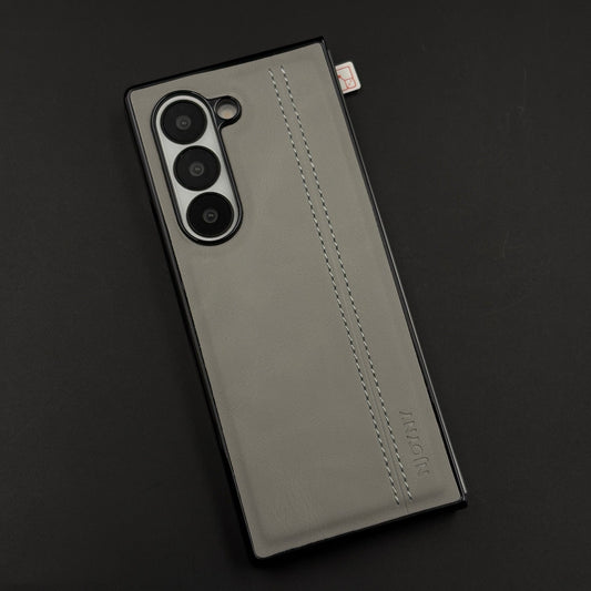 Stitched Leather Case with Front Screen Protector for Samsung Galaxy Z Fold 7