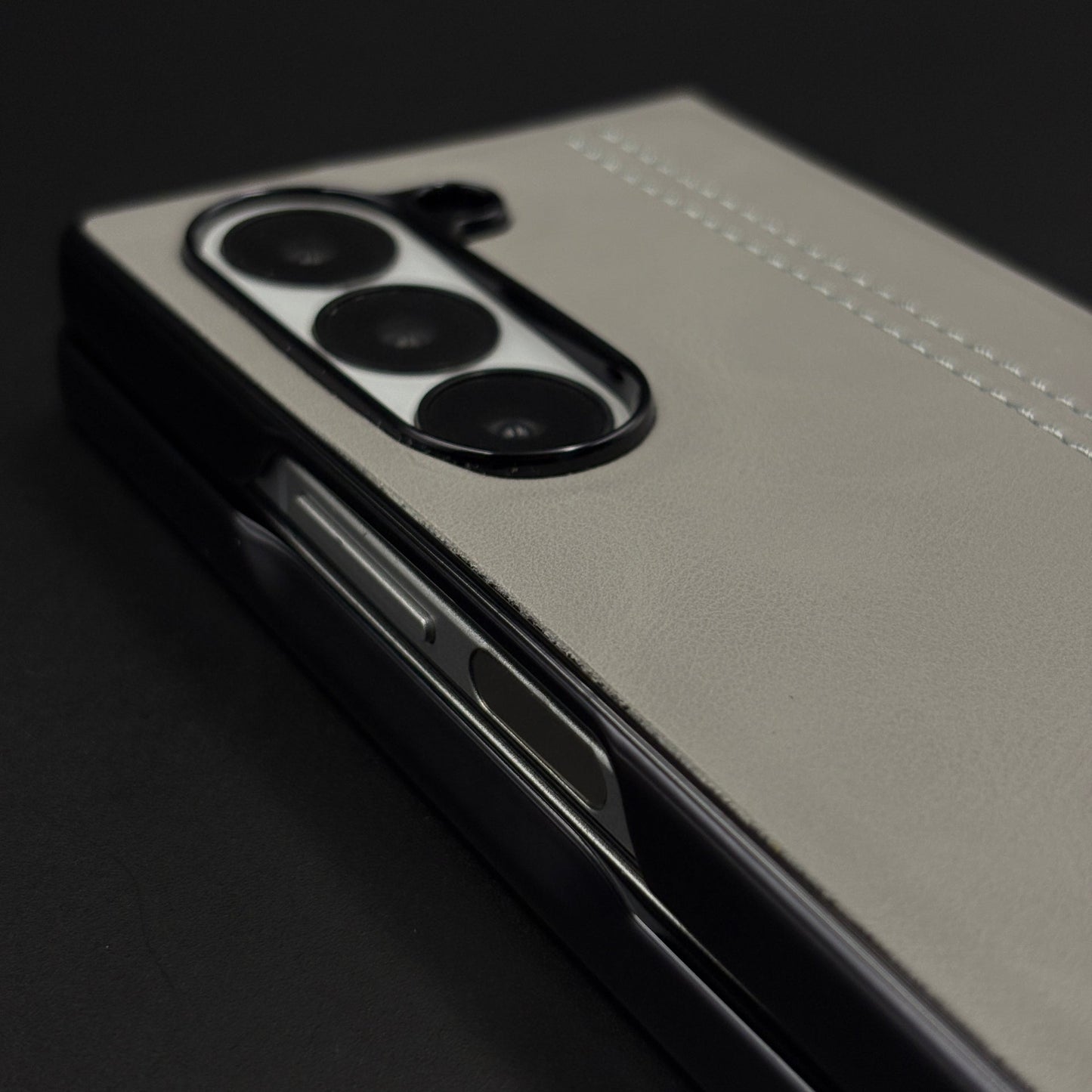 Stitched Leather Case with Front Screen Protector for Samsung Galaxy Z Fold 7
