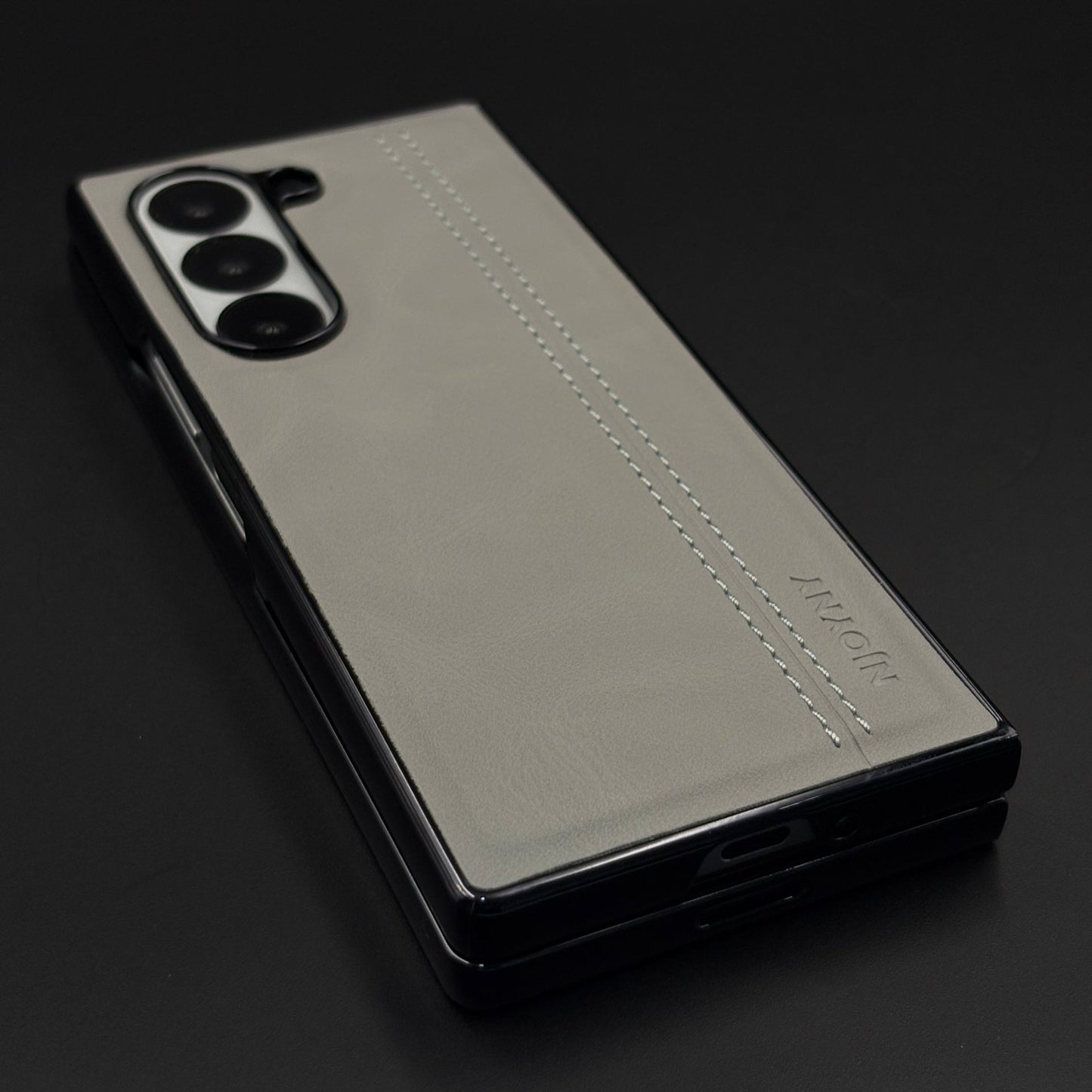 Stitched Leather Case with Front Screen Protector for Samsung Galaxy Z Fold 6