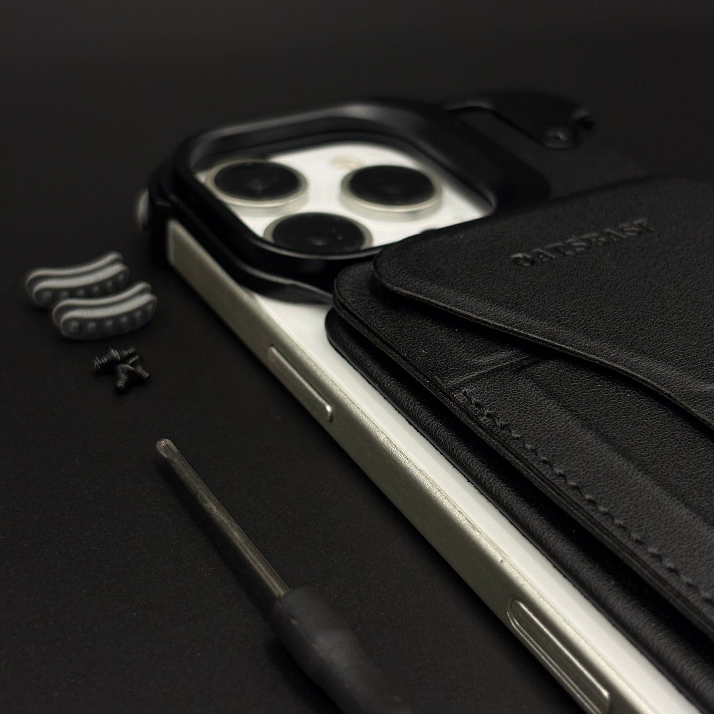 Frameless Border Metal Case with Leather Finish and Stand for iPhone 16 Series