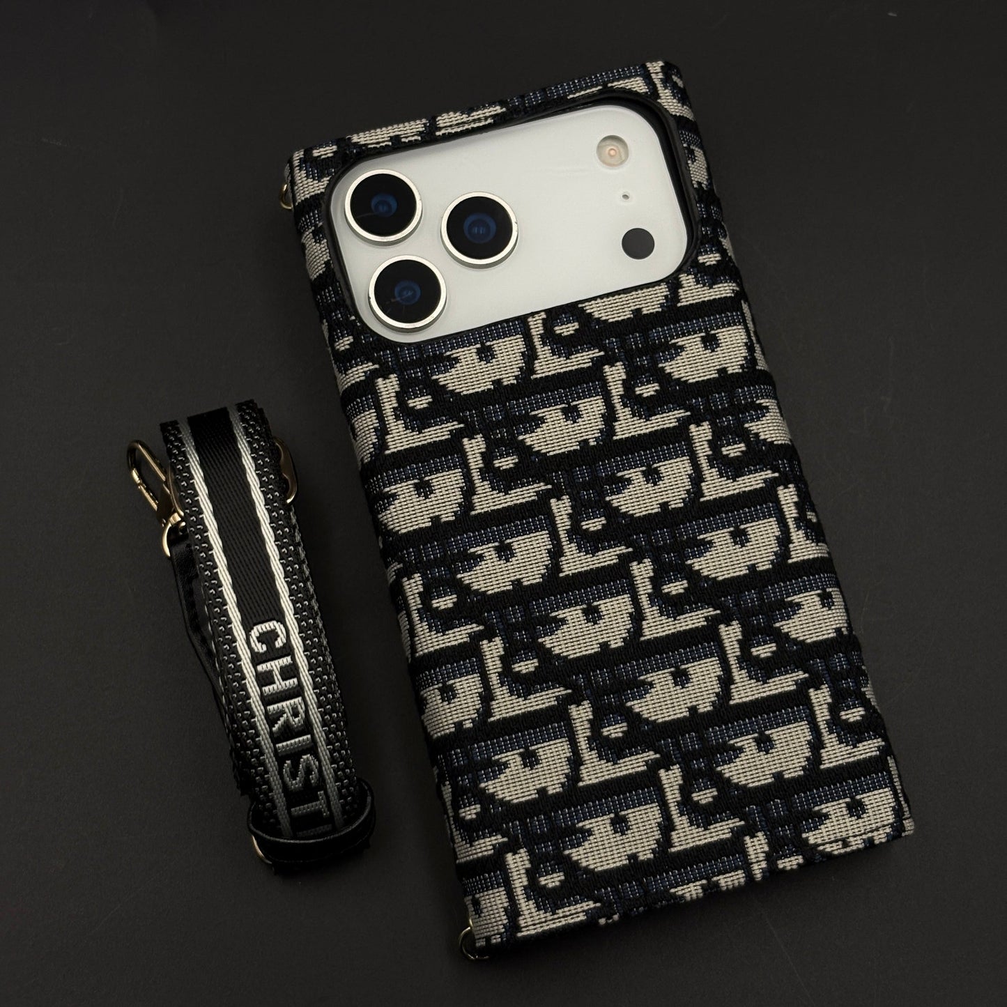 Luxury Embroidery CD Cardholder Case with Crossbody Sling for iPhone 17 Series