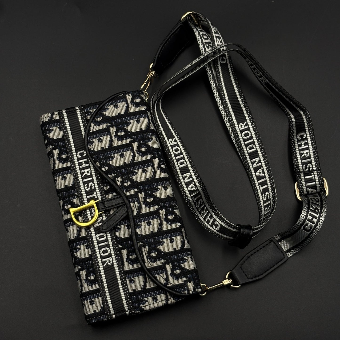 Luxury Embroidery CD Cardholder Case with Crossbody Sling for iPhone 17 Series