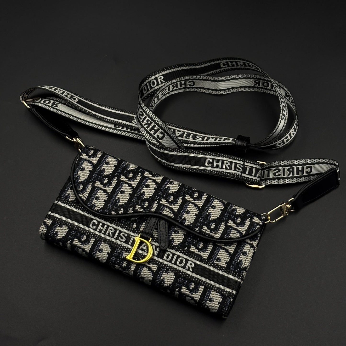 Luxury Embroidery CD Cardholder Case with Crossbody Sling for iPhone 17 Series