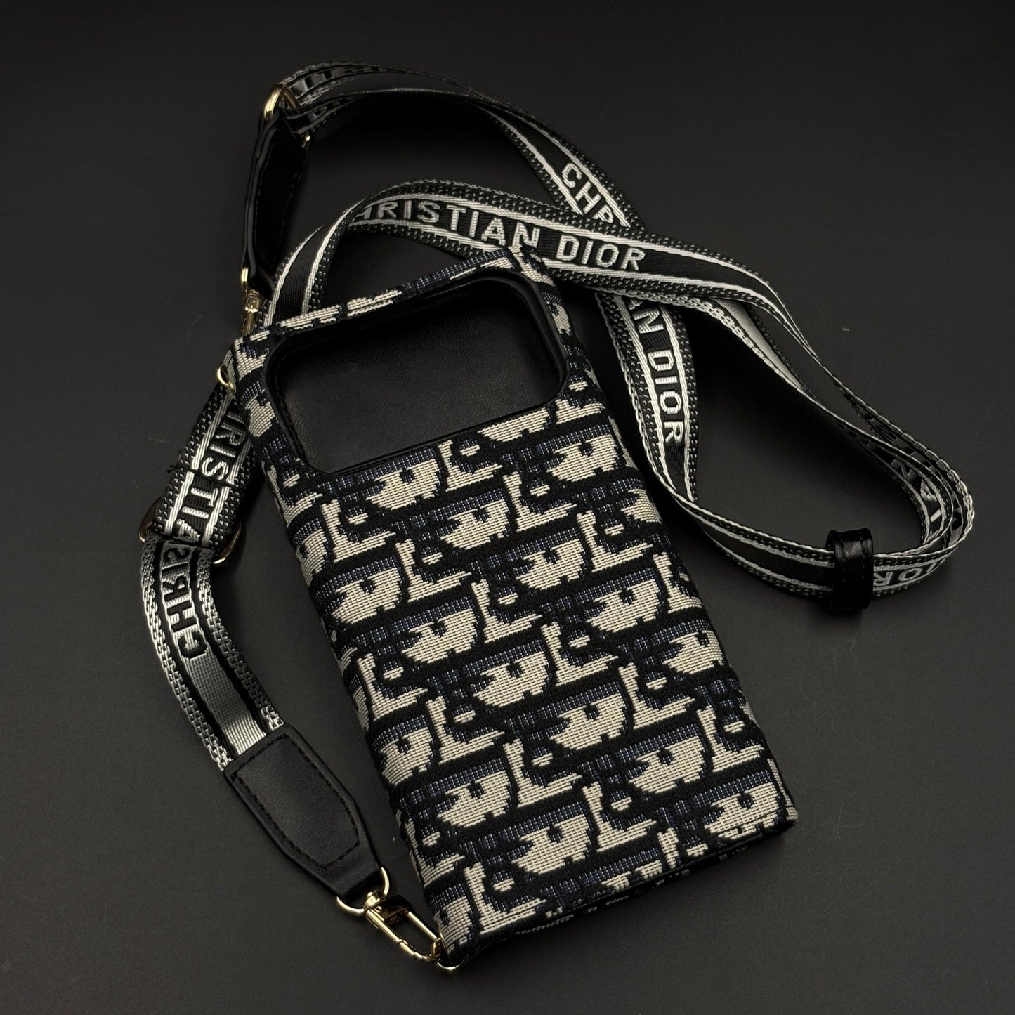 Luxury Embroidery CD Cardholder Case with Crossbody Sling for iPhone 17 Series