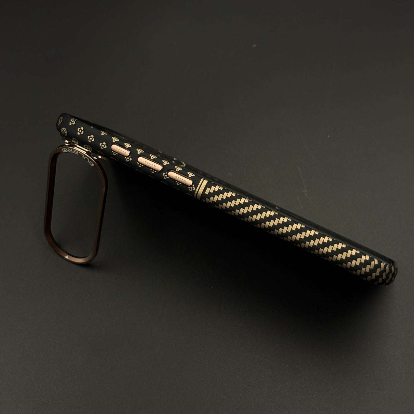 Gold Heritage Carbon Fibre Hidden MagSafe Case with Camera Kickstand for iPhone 17 Air