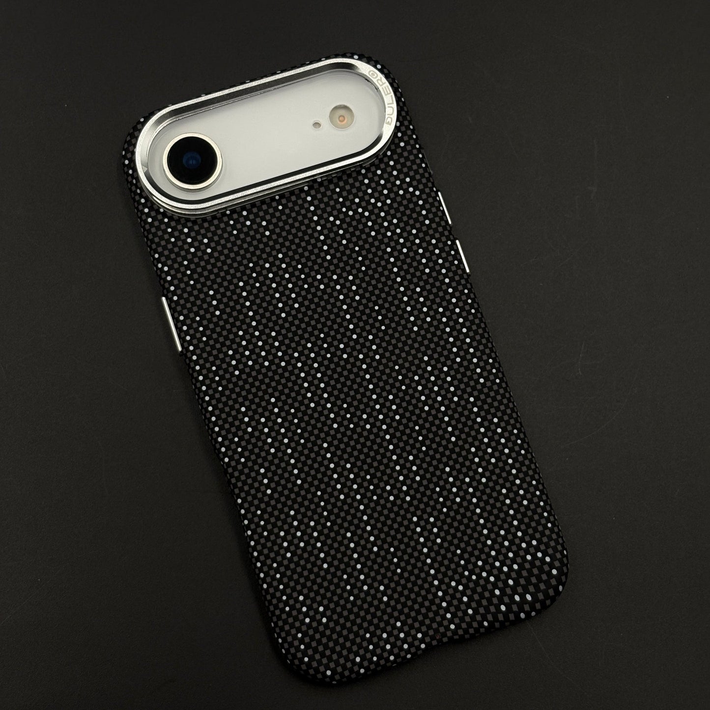 Speckled Night Grid Carbon Fibre Hidden MagSafe Case with Camera Kickstand for iPhone 17 Air